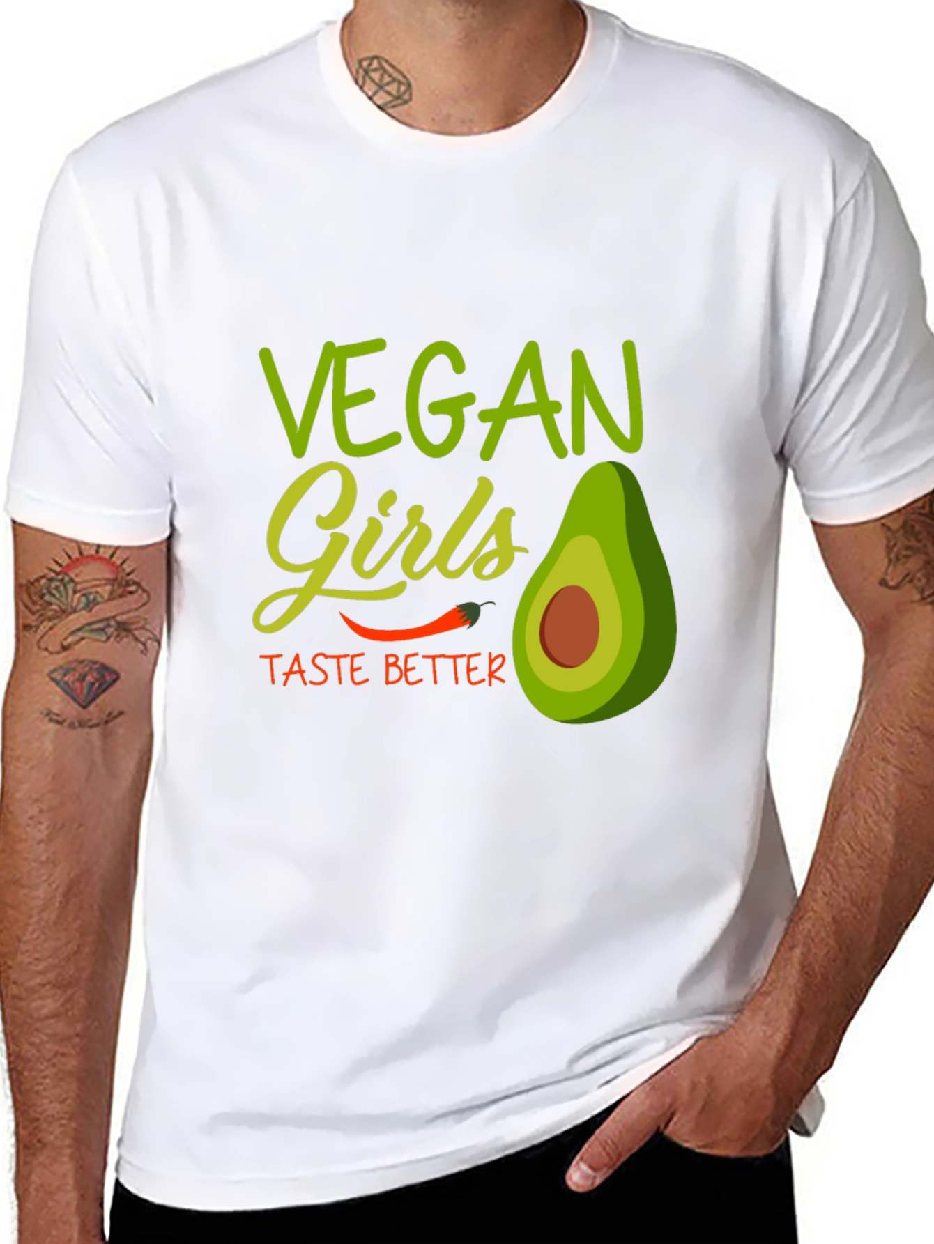Black Vegan Girls Taste Better T-Shirt view 8