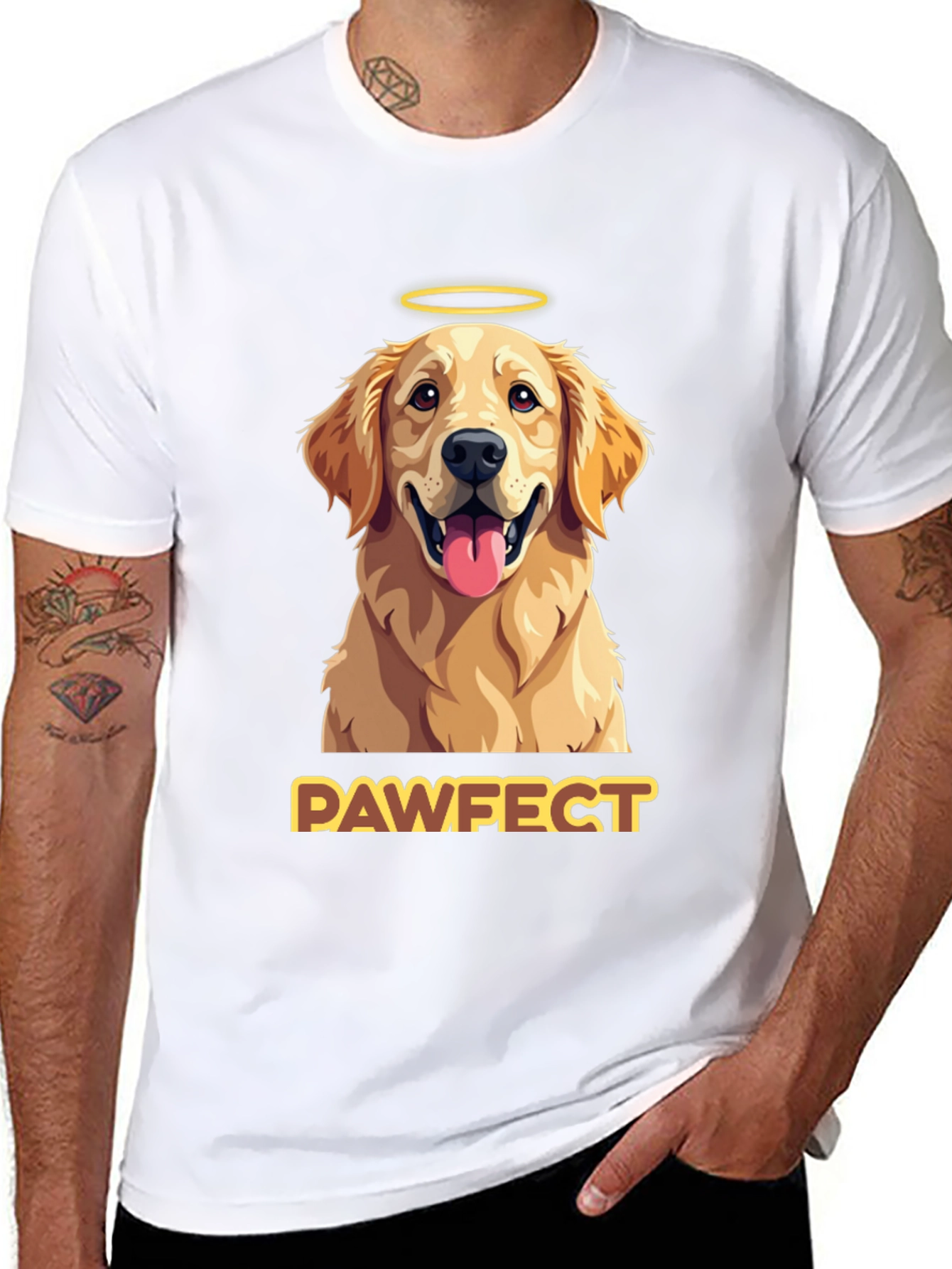 Black Pawfect Golden Retriever Graphic T-Shirt view 8