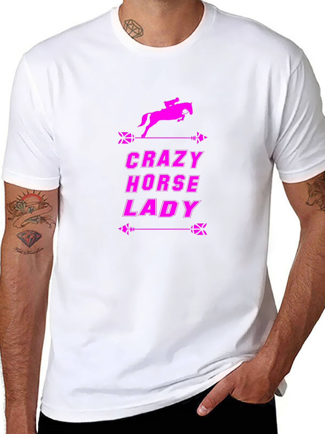 Black Crazy Horse Lady Black T-Shirt view 8