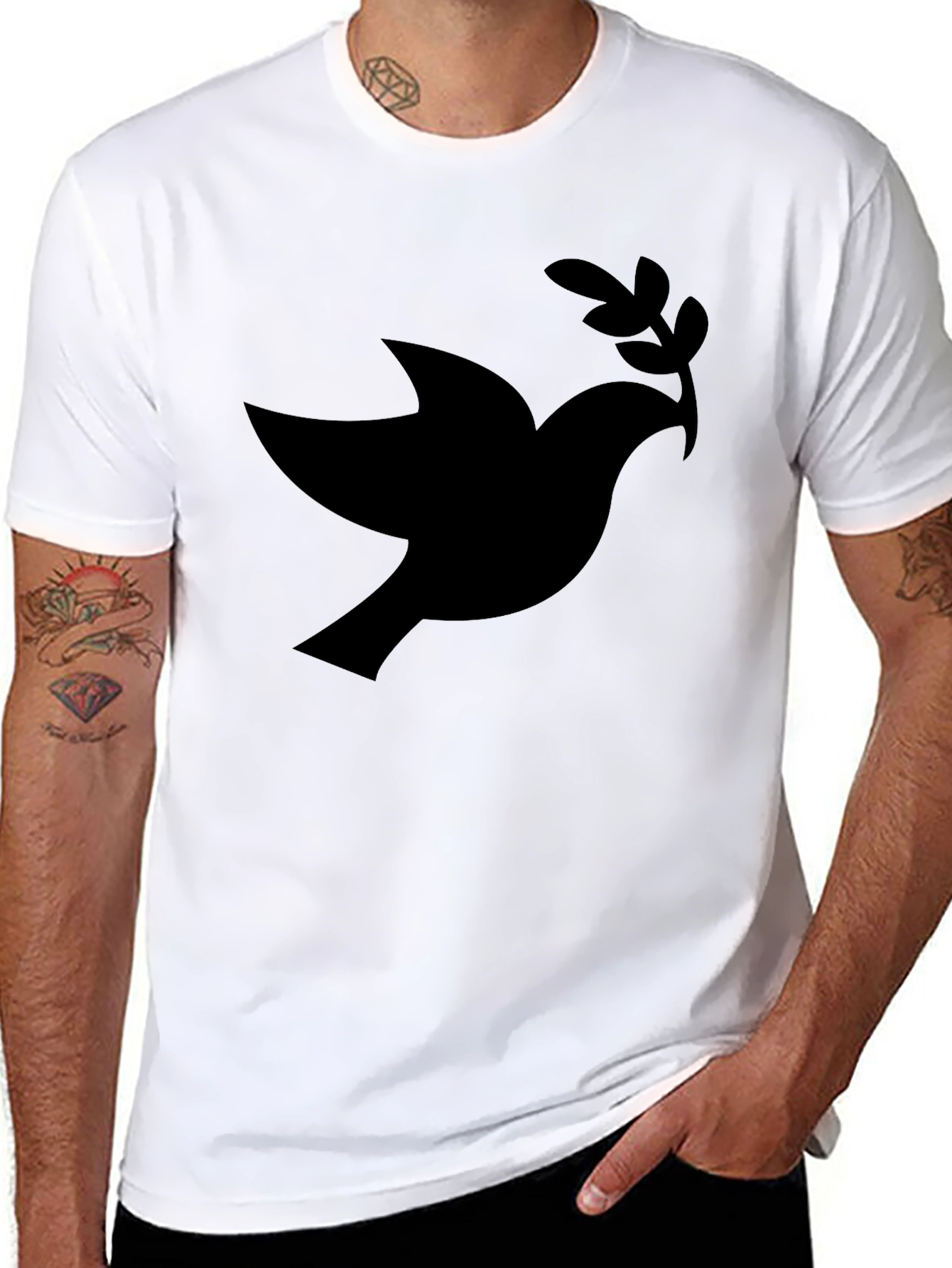 Black Dove of Peace Graphic Tee - Black view 8