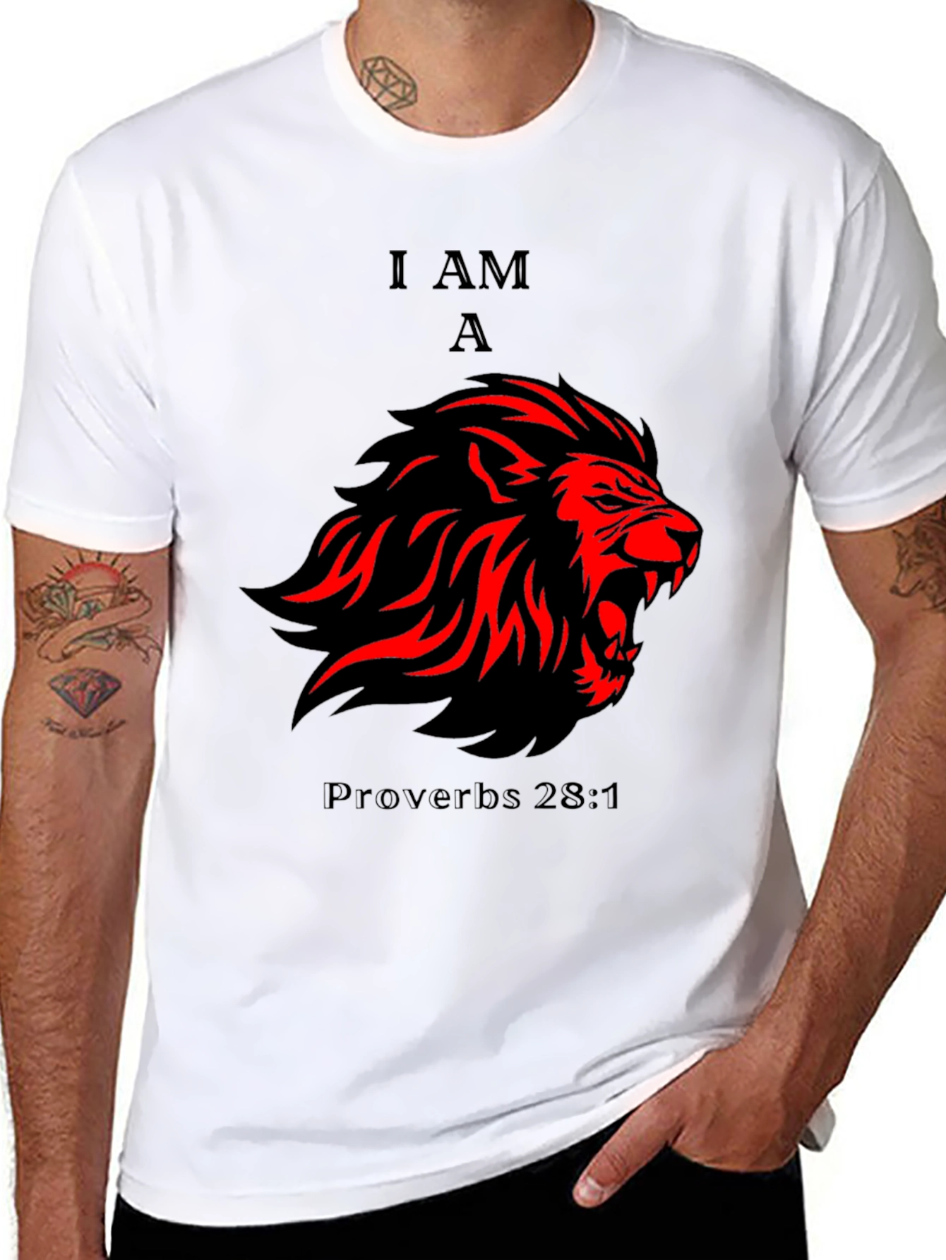 I AM A Lion - Proverbs 28:1 T-Shirt - Black - 8