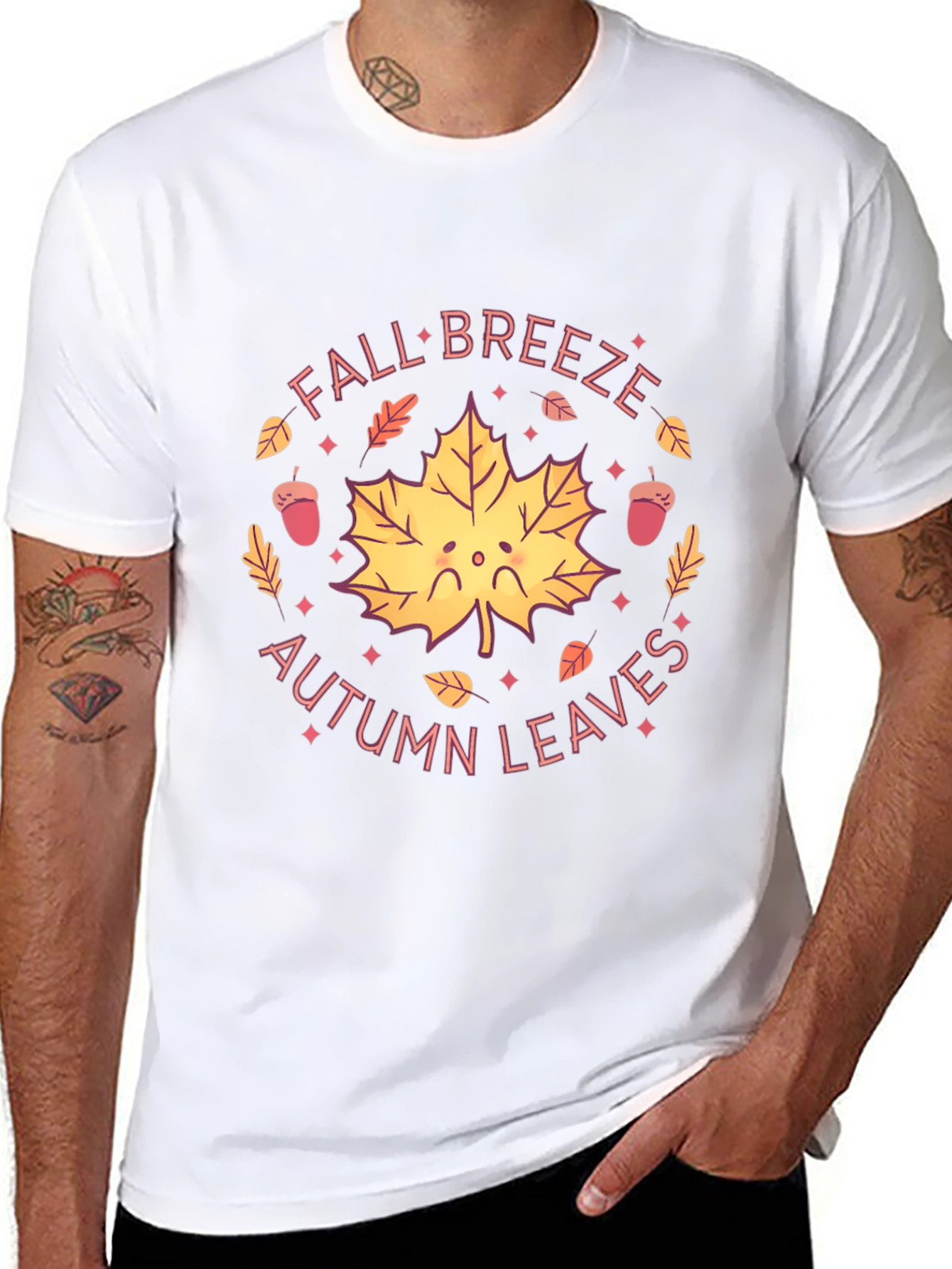 Black Fall Breeze Autumn Leaves Graphic T-Shirt view 8