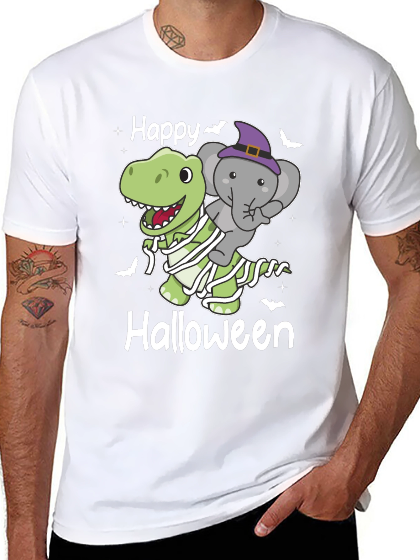 Happy Halloween Dinosaur & Elephant T-Shirt - 8