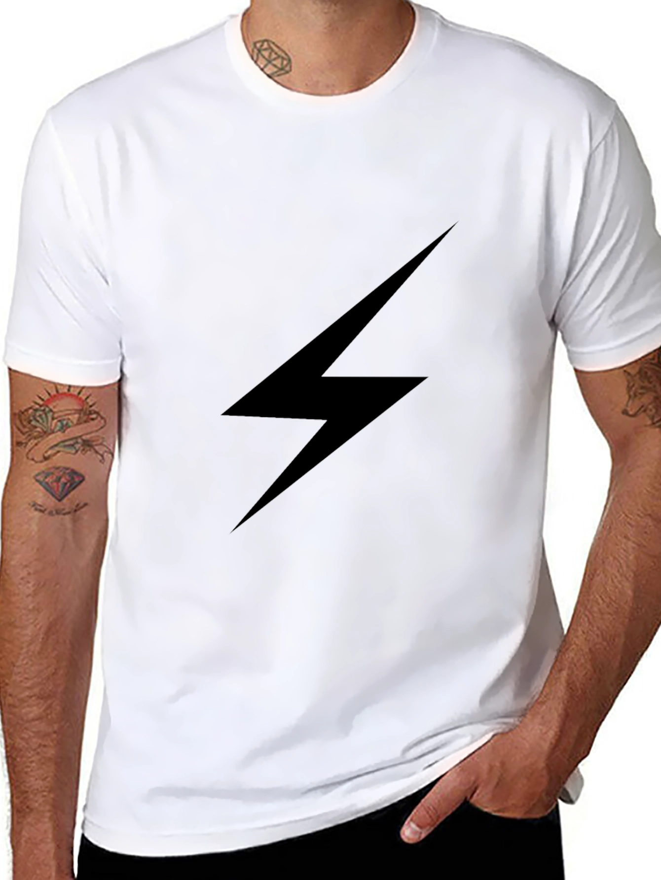 Black Black Lightning Bolt Graphic Tee - Stylish Casual Wear view 8