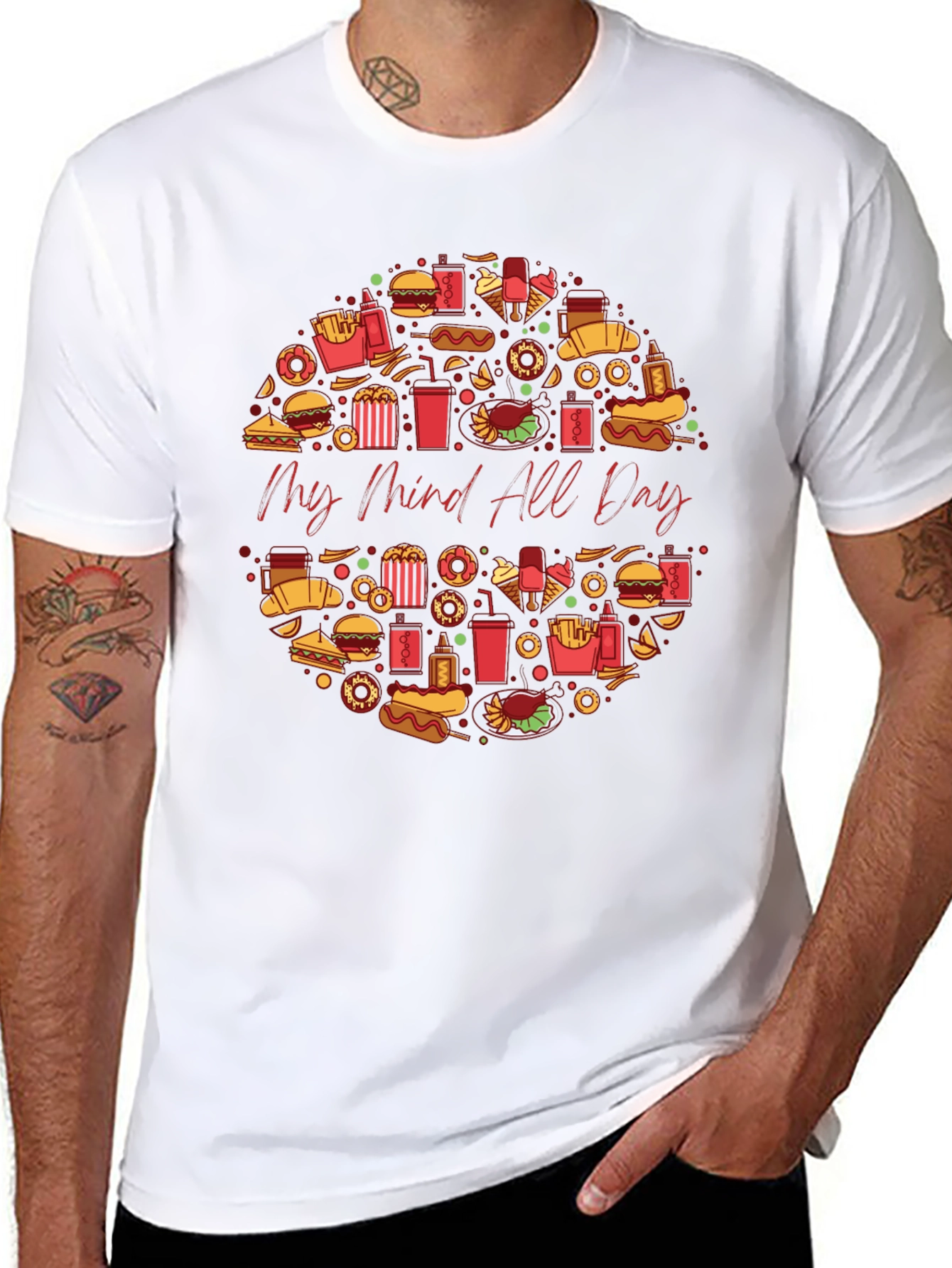 Black My Mind All Day Foodie T-Shirt - Black, Casual view 8