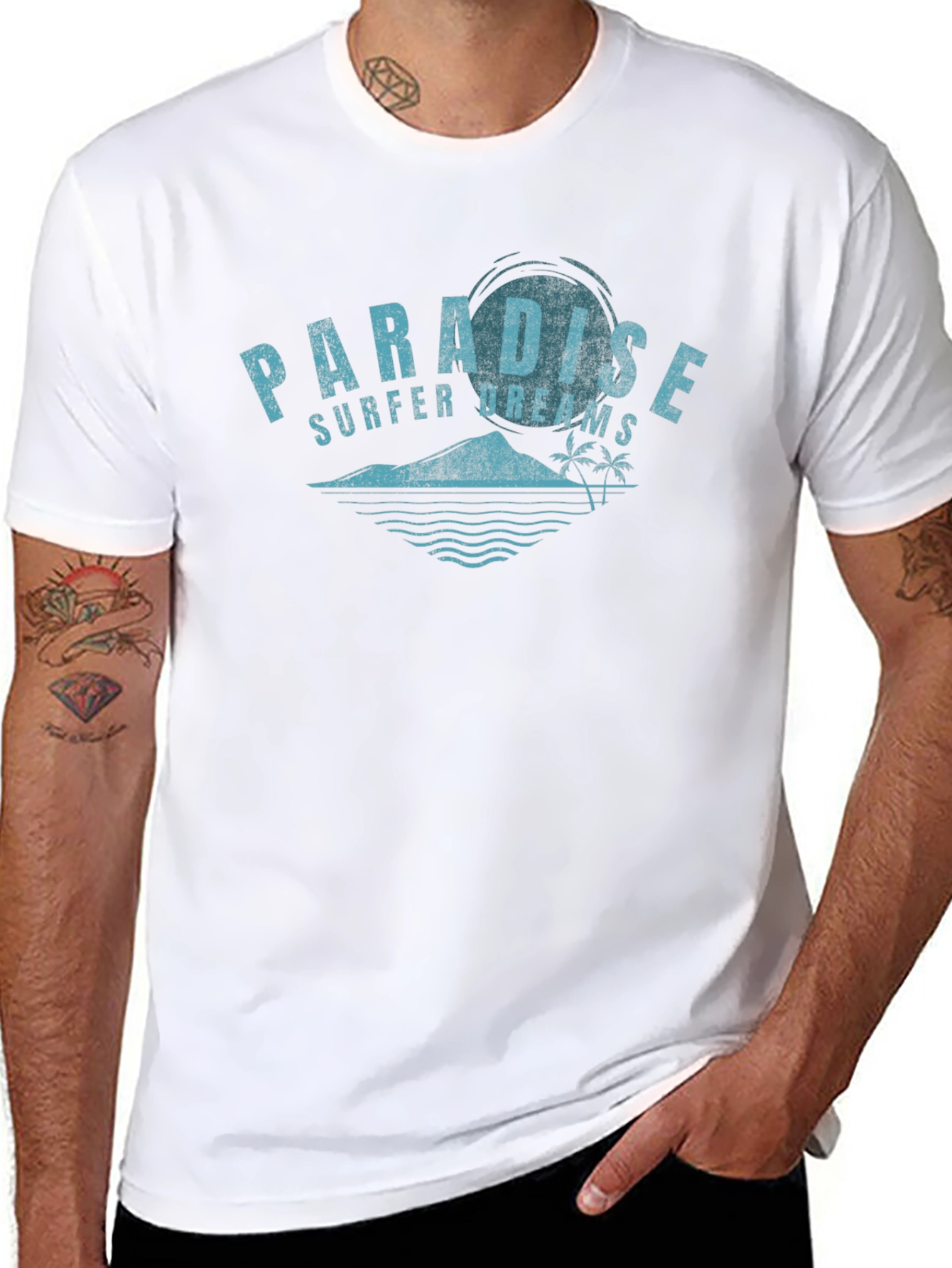 Black Paradise Surfer Dreams Graphic Tee - Black view 8