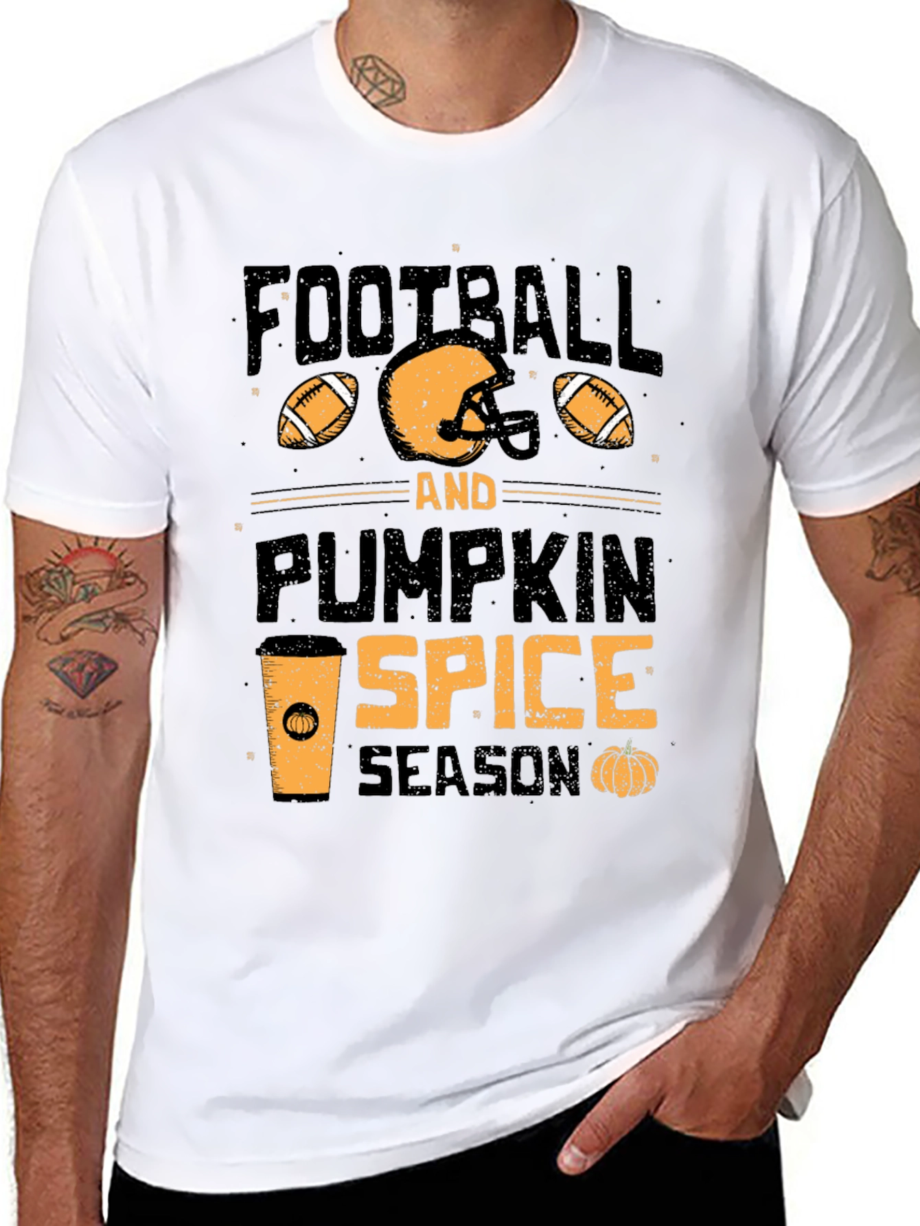 Black Football & Pumpkin Spice Season T-Shirt view 8