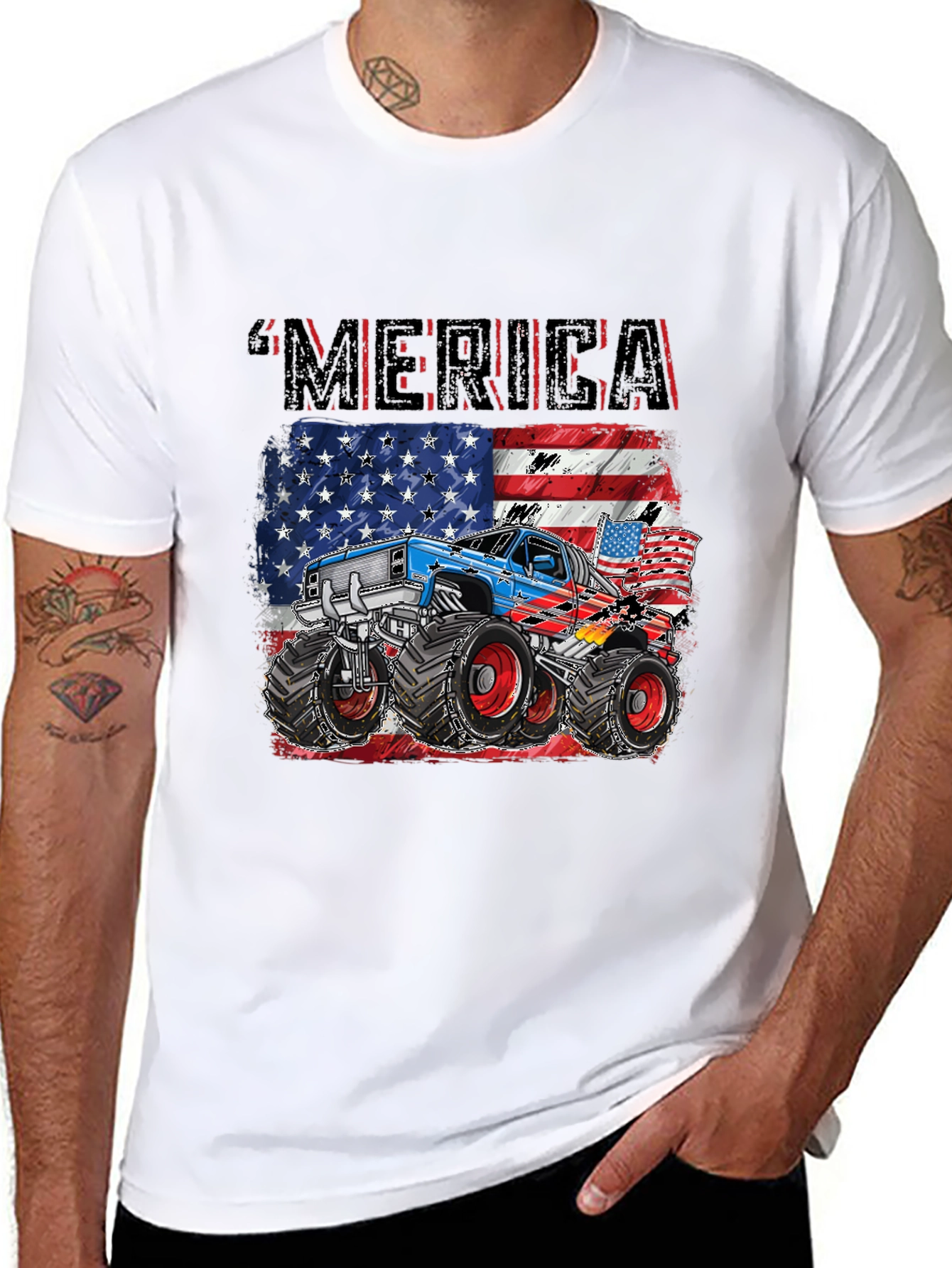 Black American Pride Monster Truck Graphic Tee view 8