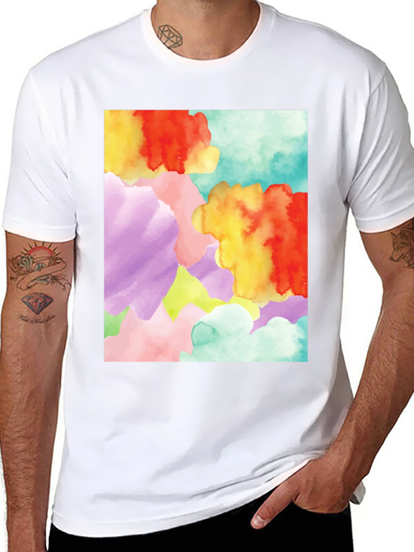 Black Abstract Watercolor Graphic Tee - Unique Design view 8