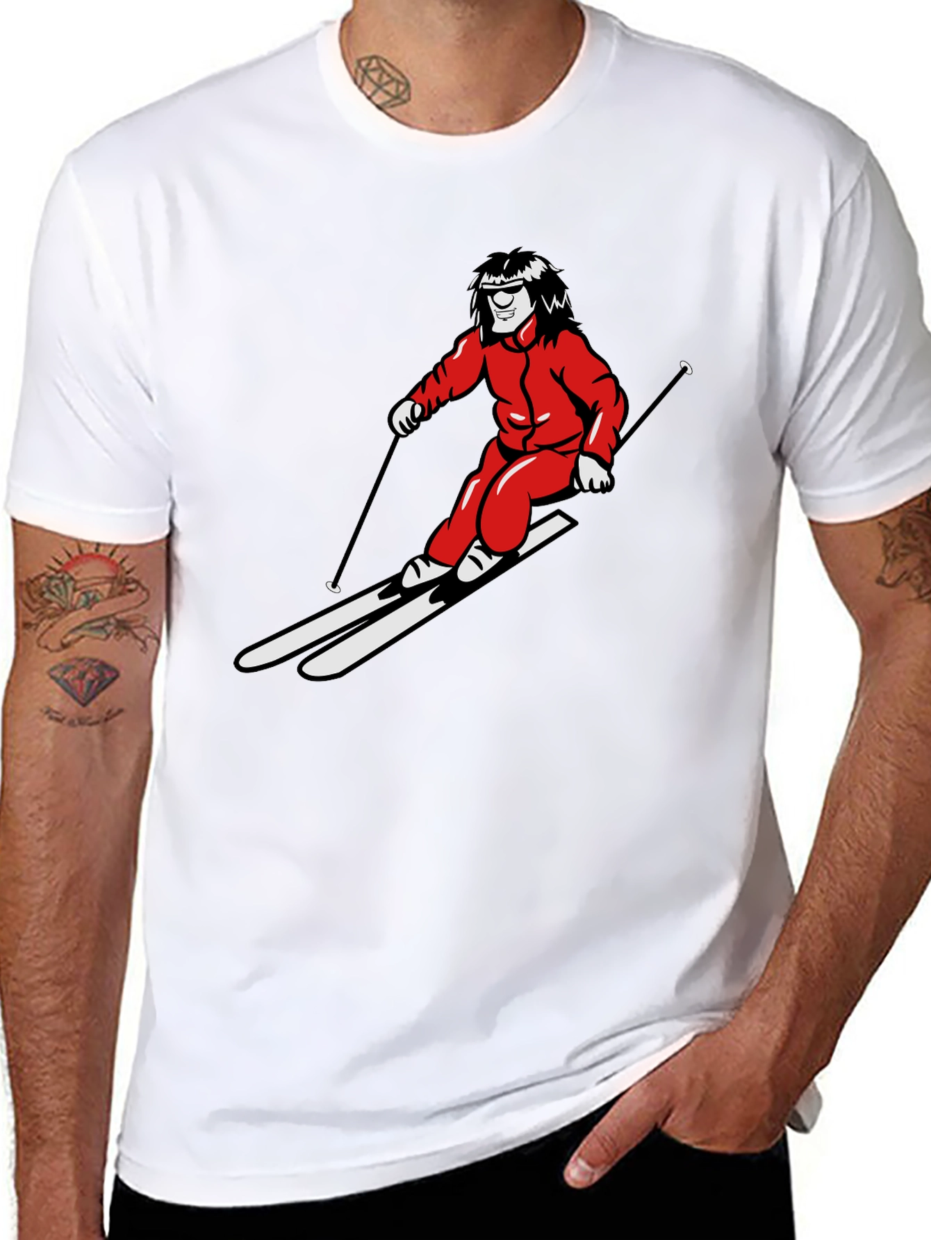 Black Retro Ski T-Shirt - Black Cotton Blend view 8