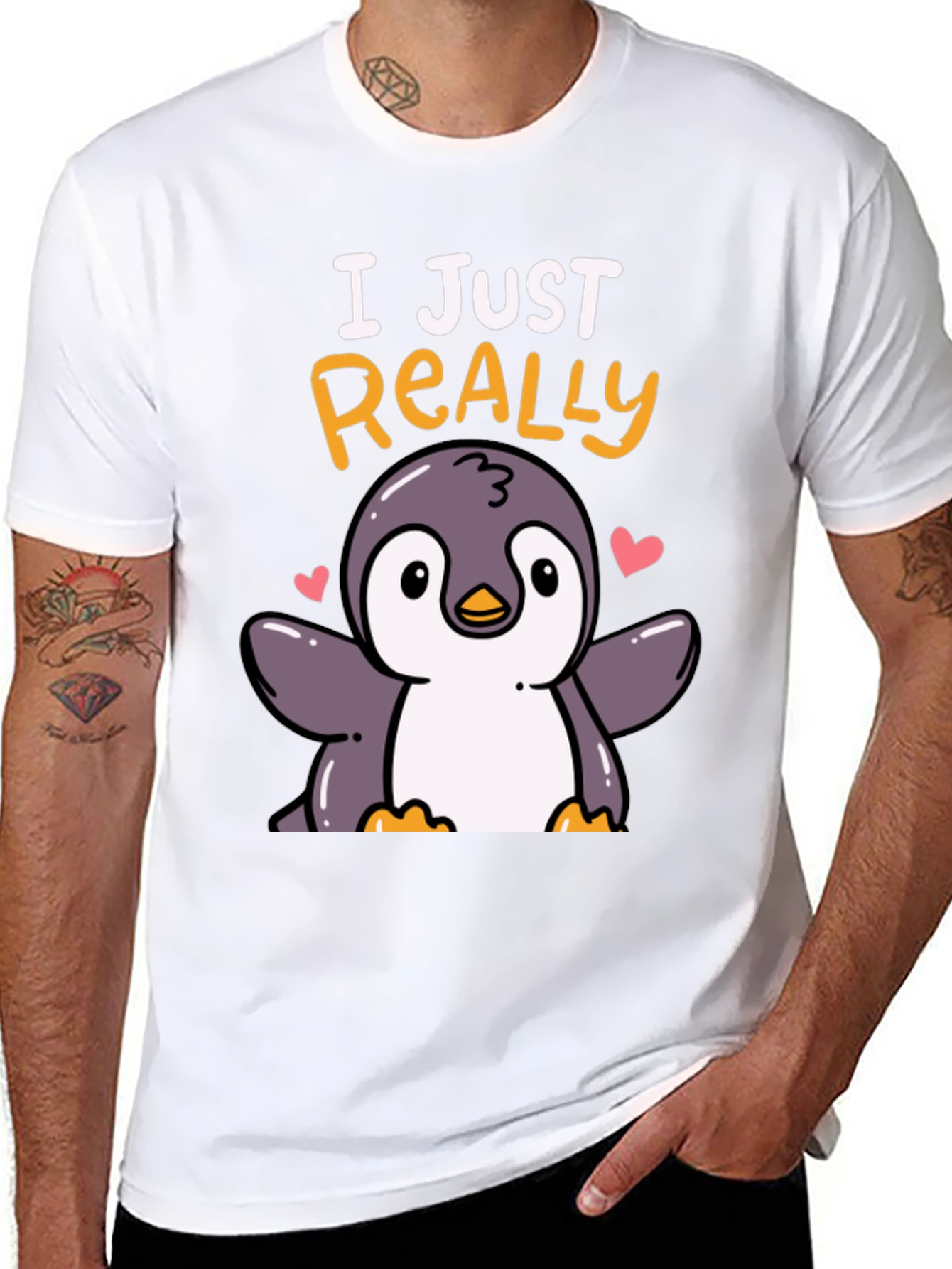 Black Cute Penguin T-Shirt - I Just Really Love Penguins view 8