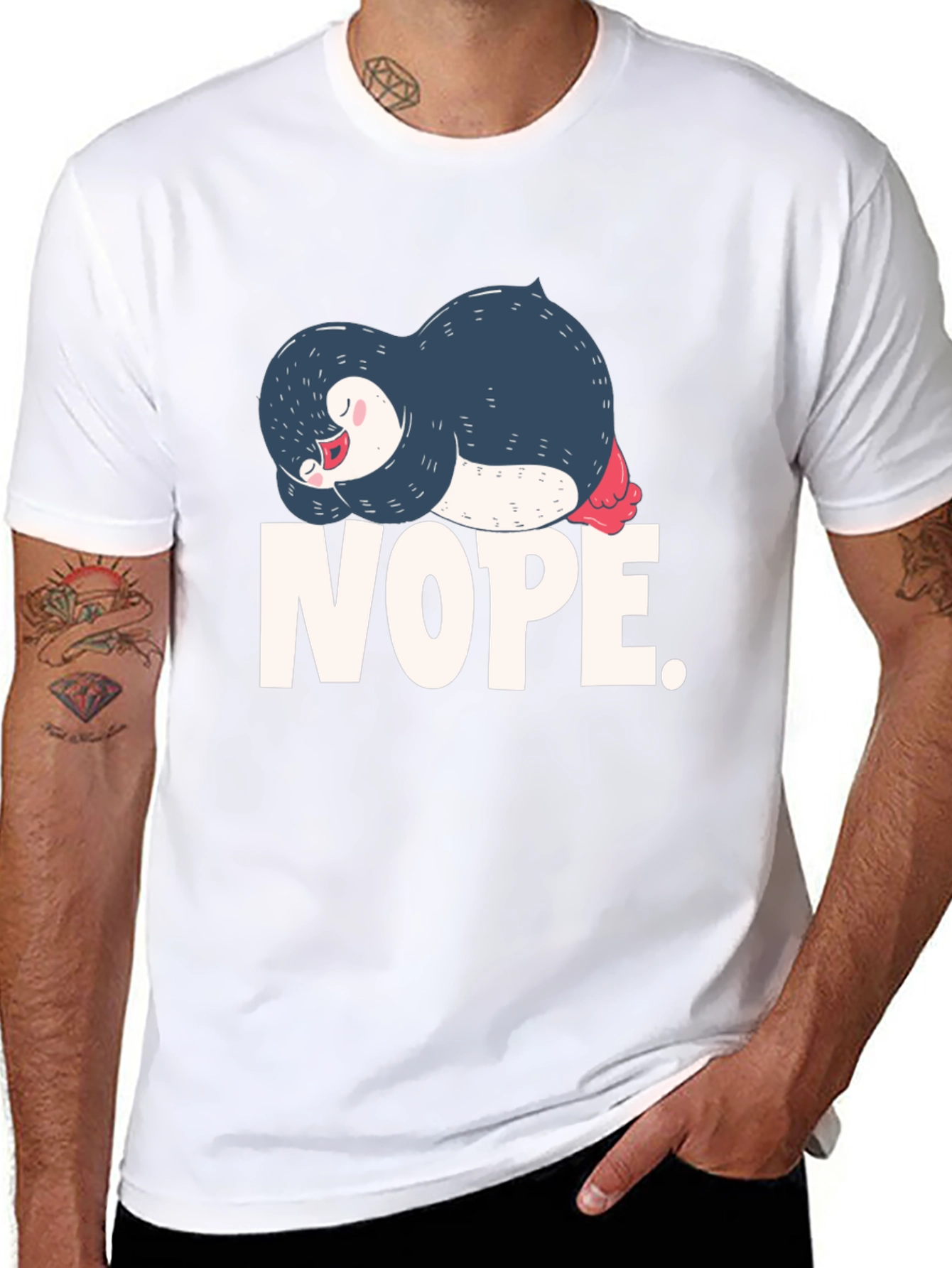Black Nope Penguin Graphic T-Shirt view 8