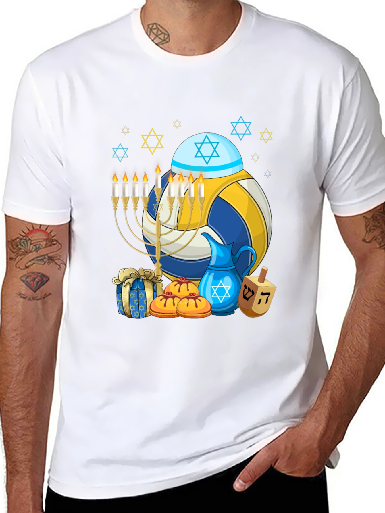 Black Hanukkah Volleyball T-Shirt view 8