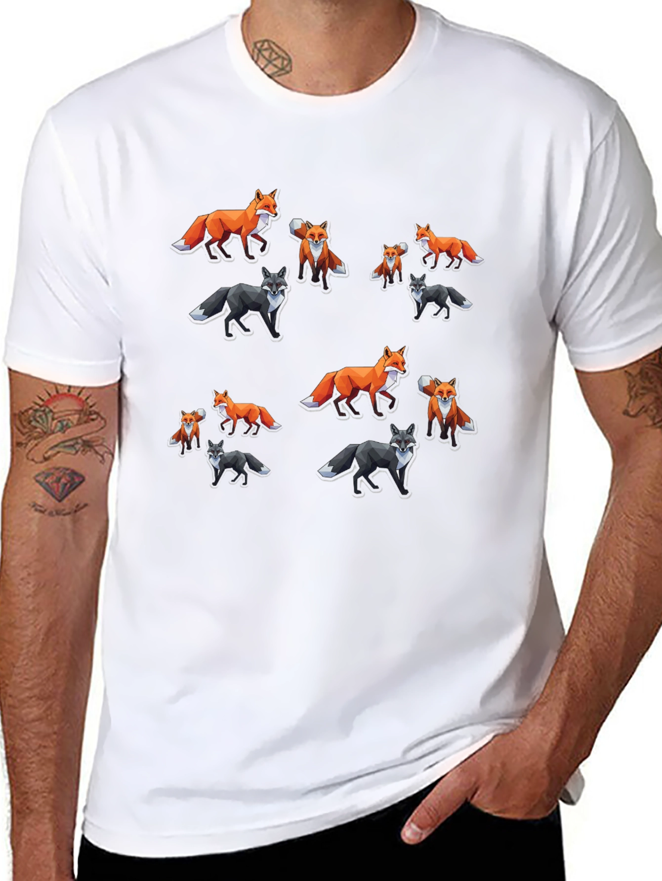 Black Fox Graphic Black T-Shirt, Unique Design view 8