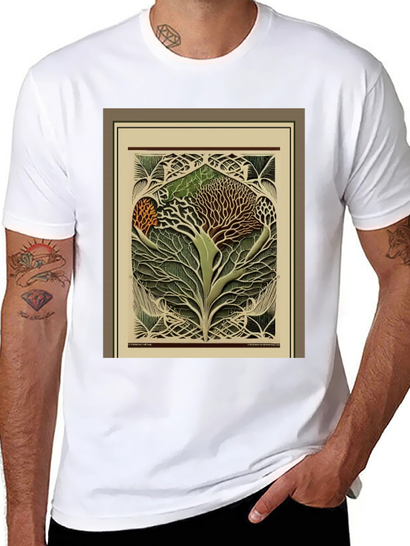 Black Arboreal Art Tee - Unique Tree of Life Design view 8