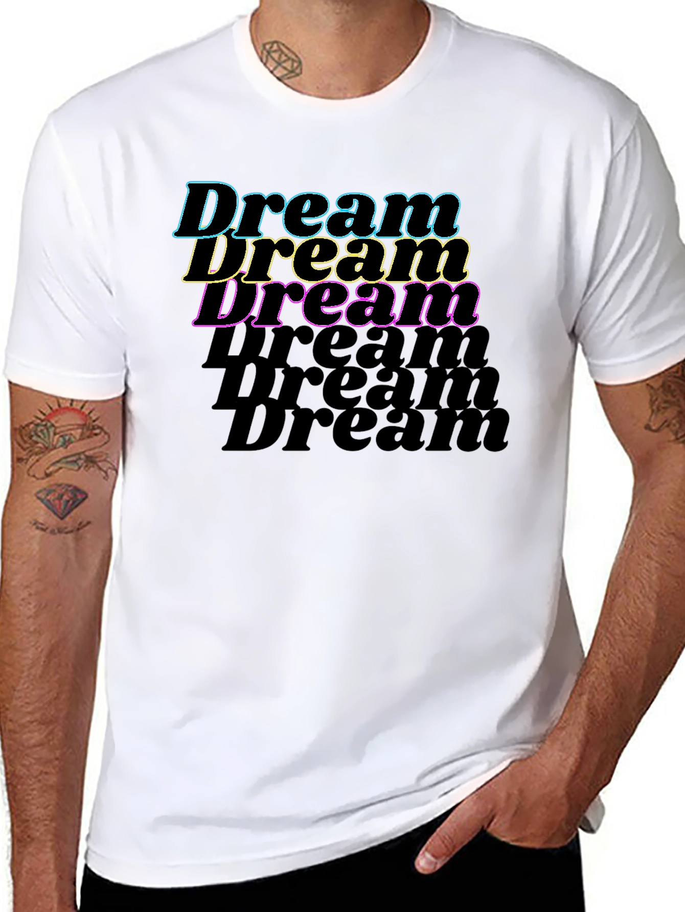 Black Dream Text Graphic Black T-Shirt view 8
