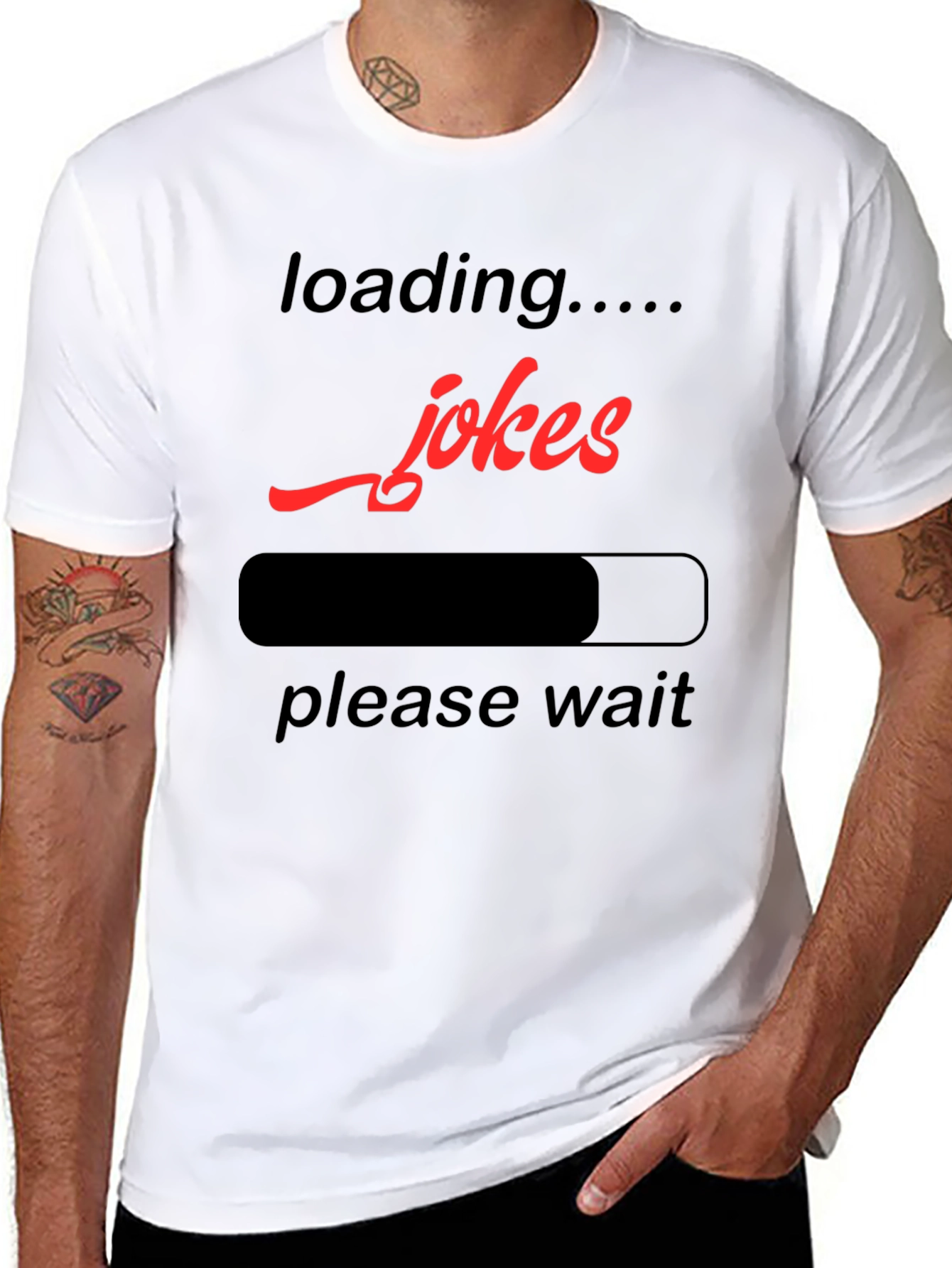 Black Loading Jokes Graphic T-Shirt - Funny Humor Tee view 8