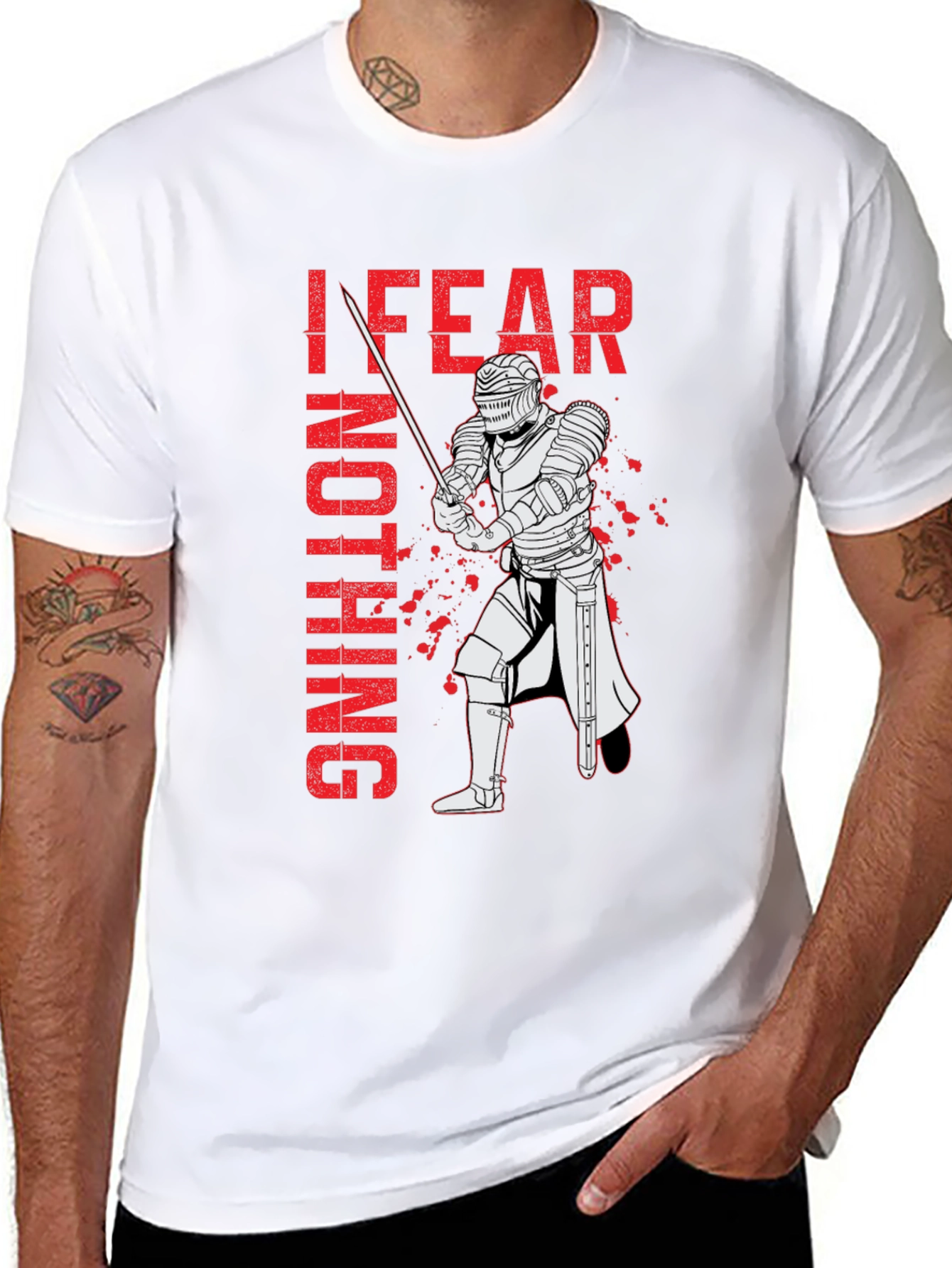 Black I Fear Nothing Graphic Tee - Knight Design view 8