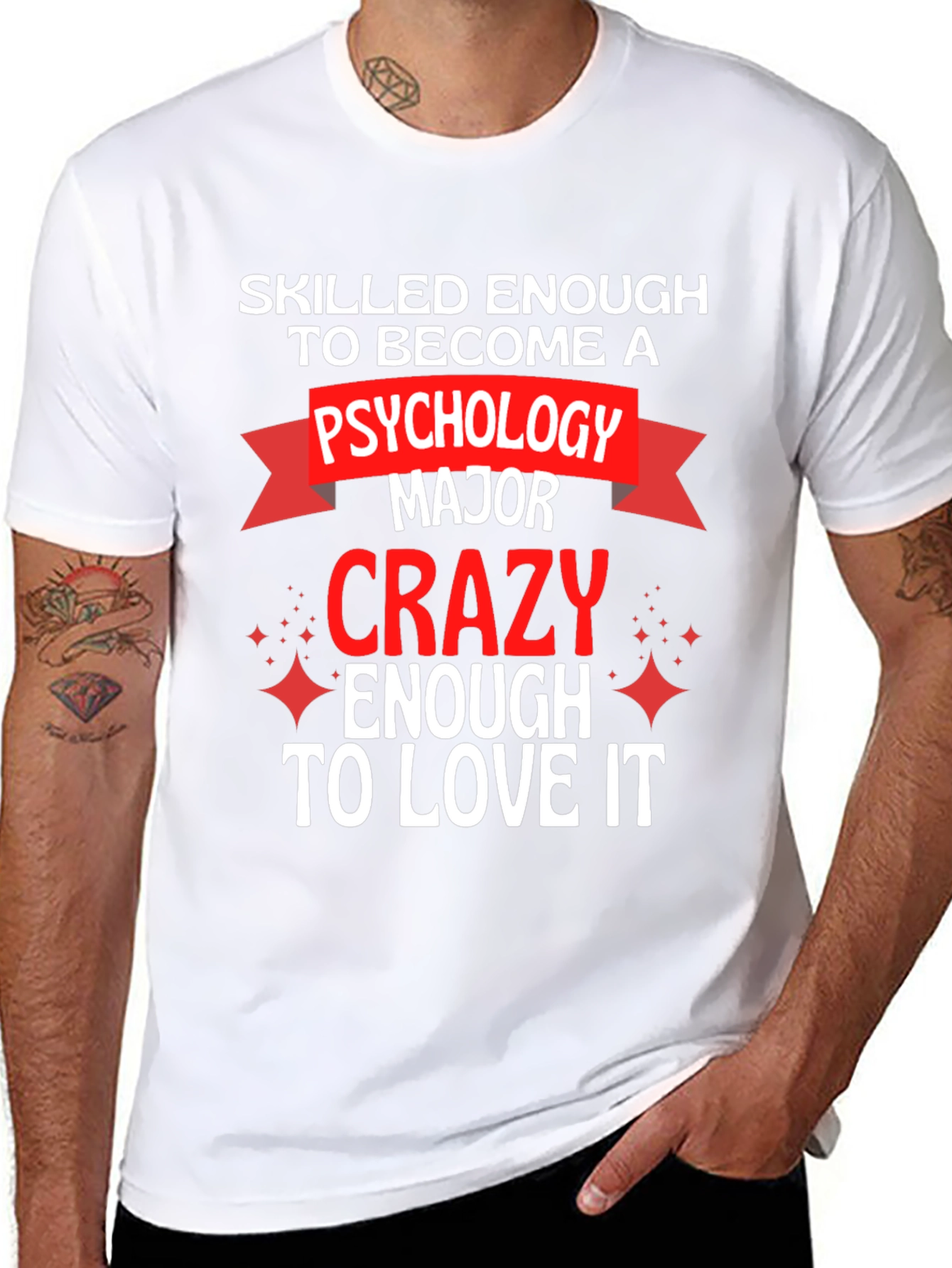 Black Psychology Major T-Shirt - Skilled & Crazy Enough view 8