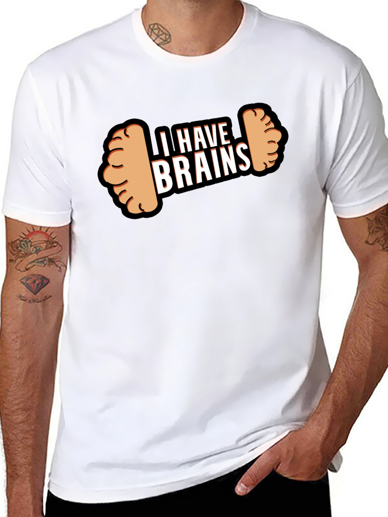 Black I Have Brains Dumbbell T-Shirt - Funny Gym Workout Tee view 8
