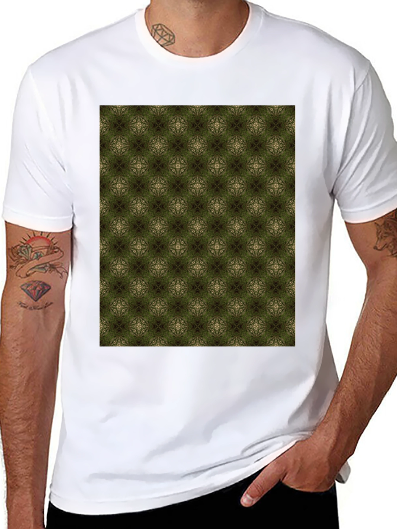 Black Patterned Black T-Shirt view 8