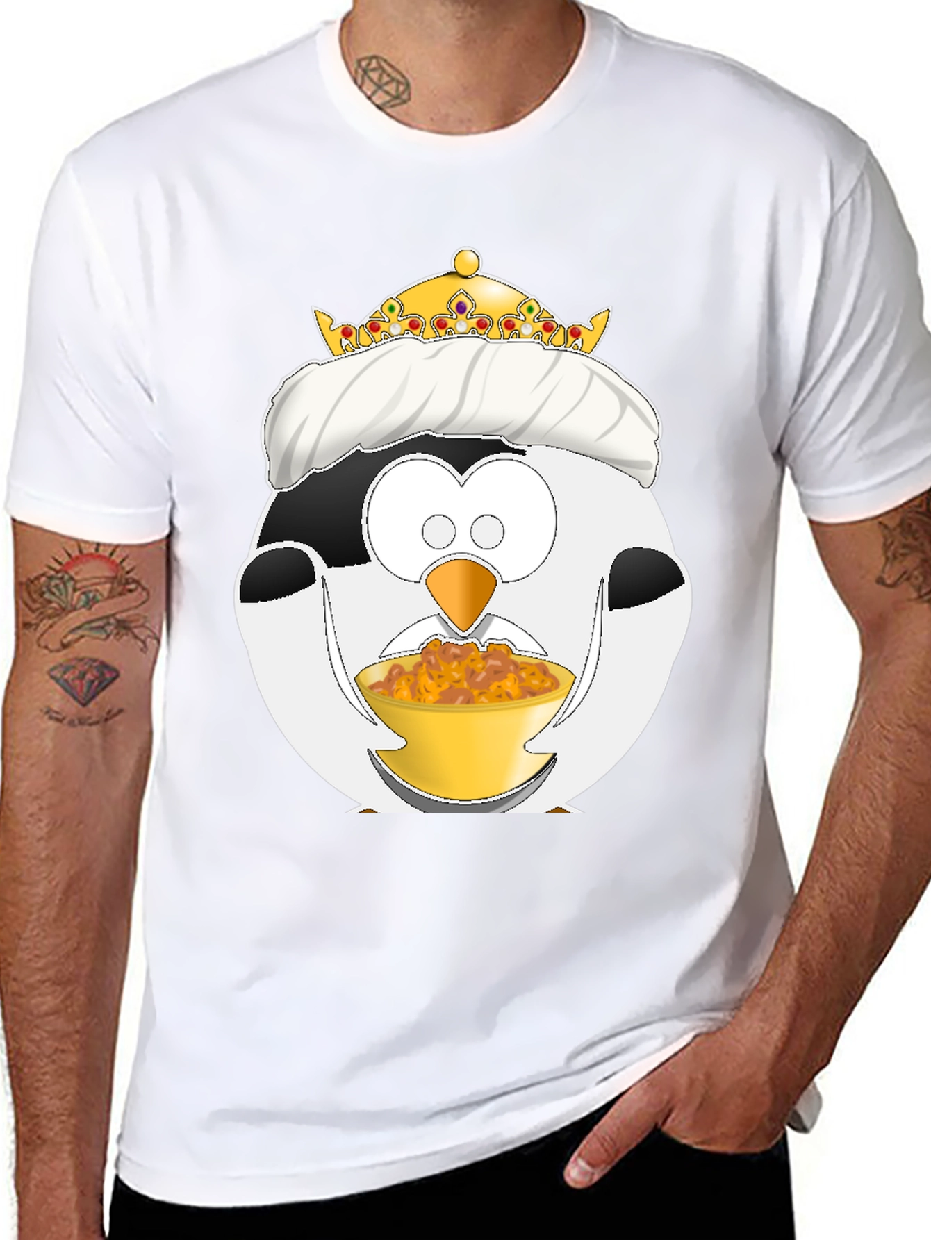 Funny Penguin King Graphic T-Shirt - 8