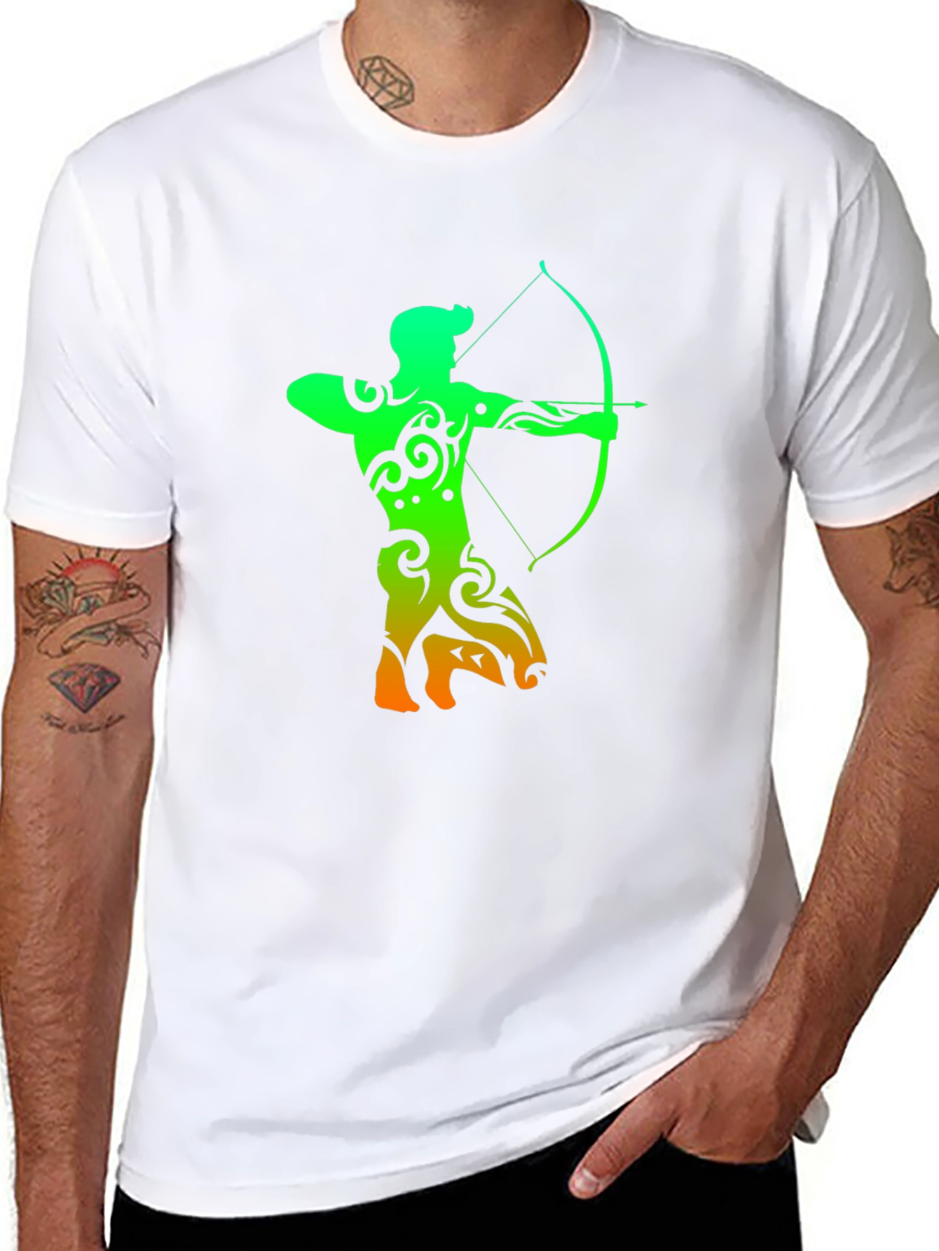 Black Archery Silhouette Graphic T-Shirt - Cool Archer Design view 8