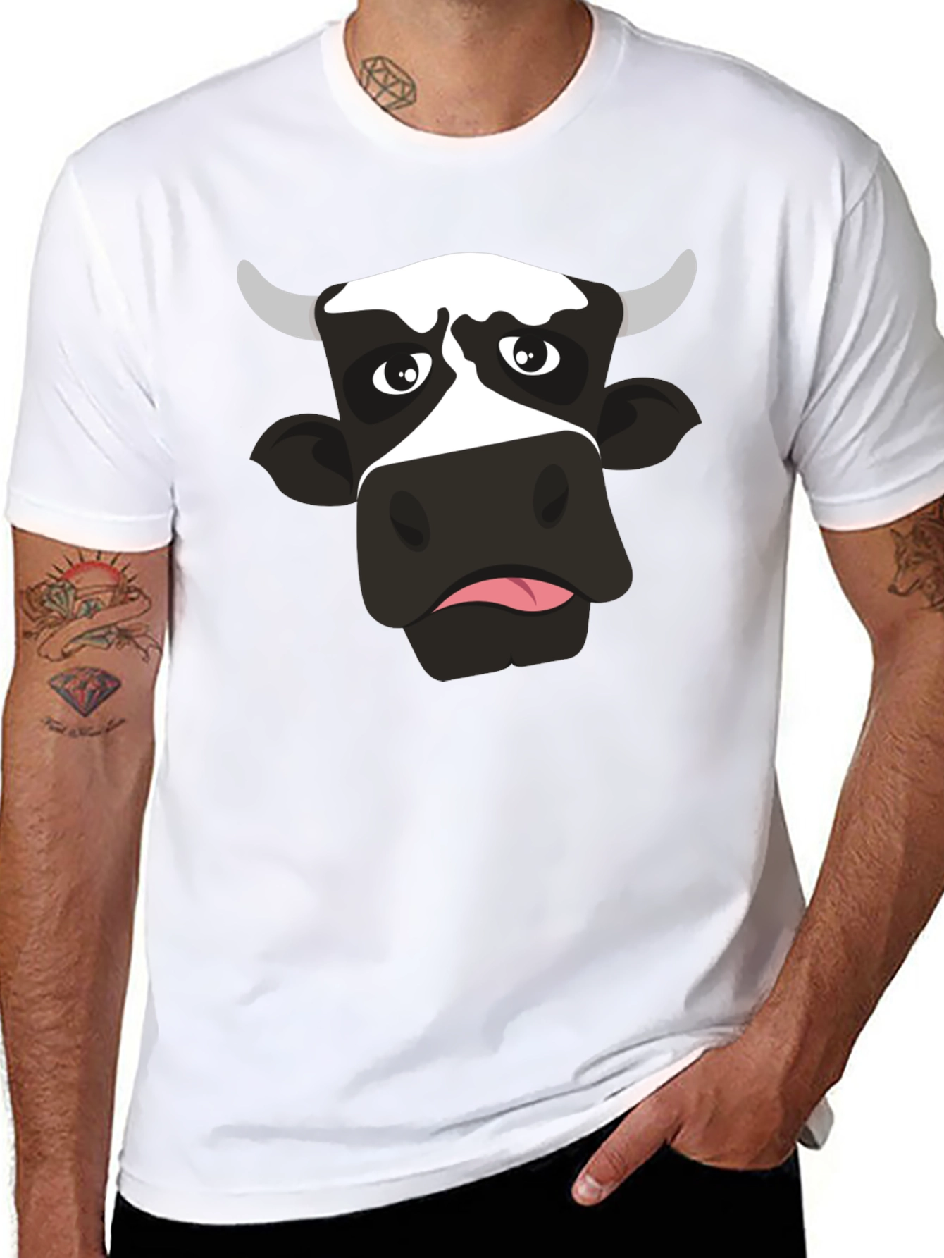 Funny Cow Graphic Print Black T-Shirt - 8