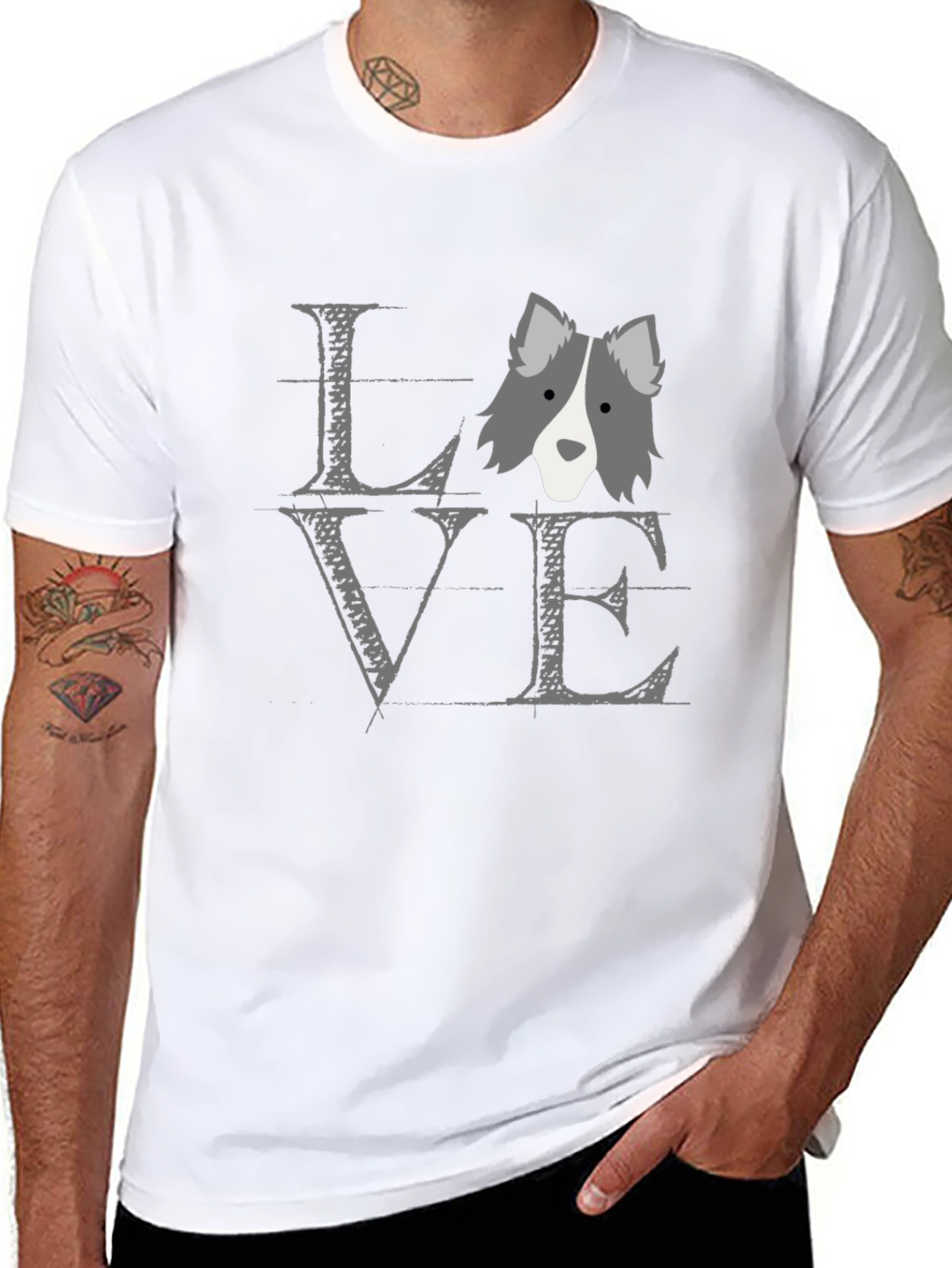 Black Dog Love T-Shirt - Unisex Black Cotton Tee view 8