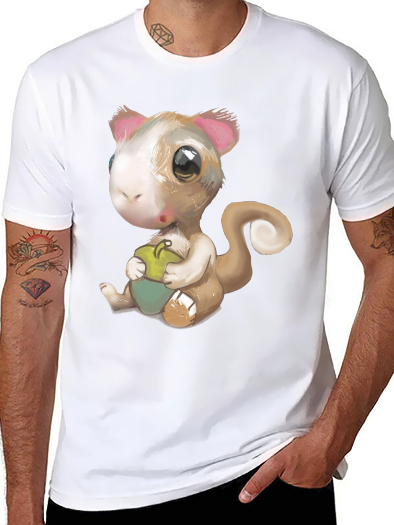 Black Cute Squirrel Graphic T-Shirt view 8