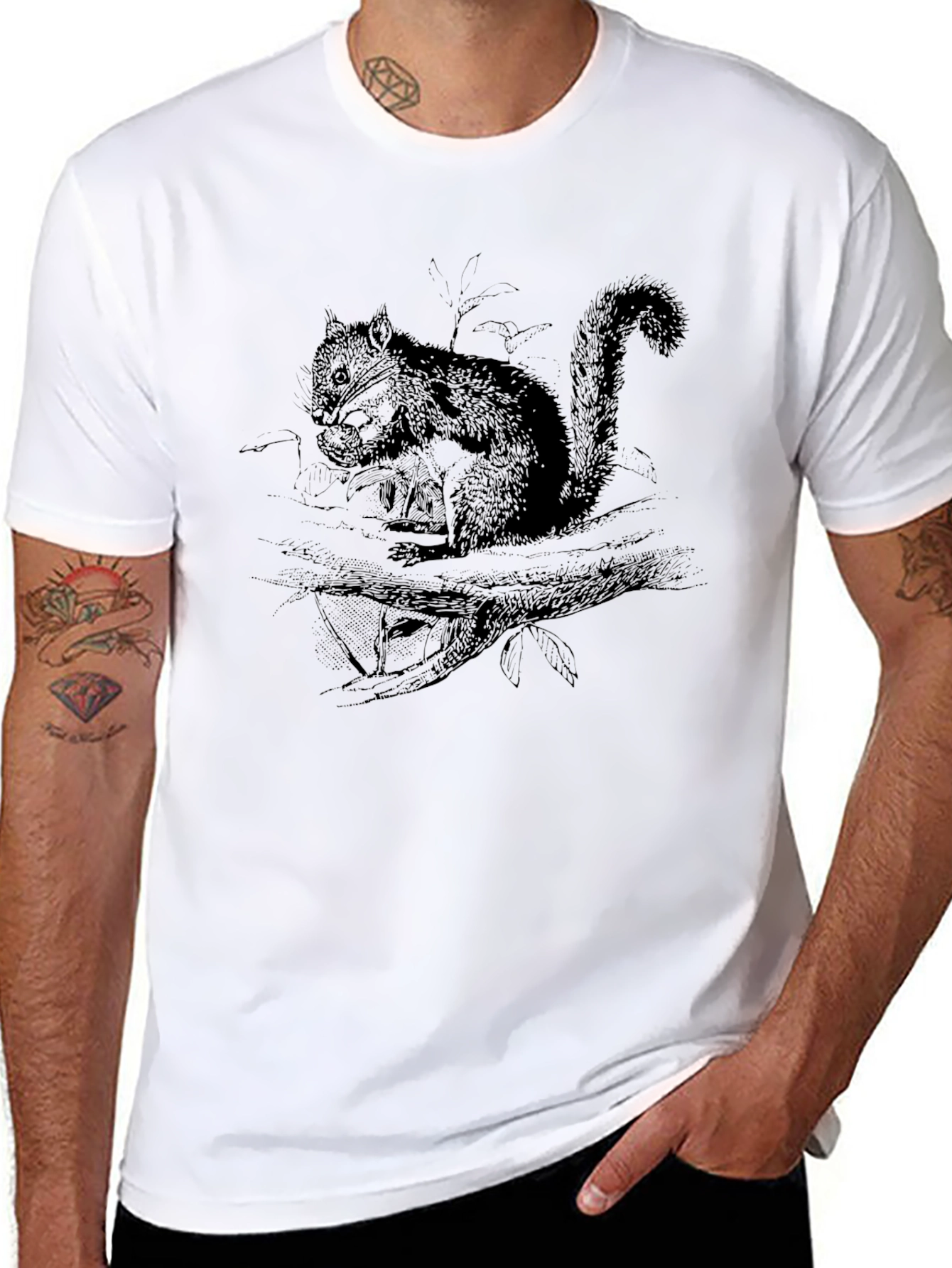 Black Squirrel Graphic Black T-Shirt view 8