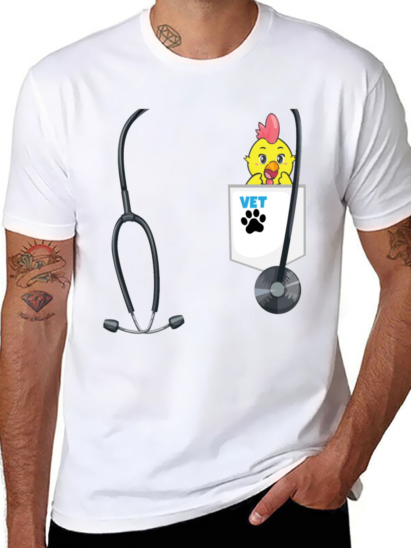 Vet Chicken Pocket Graphic T-Shirt - 8