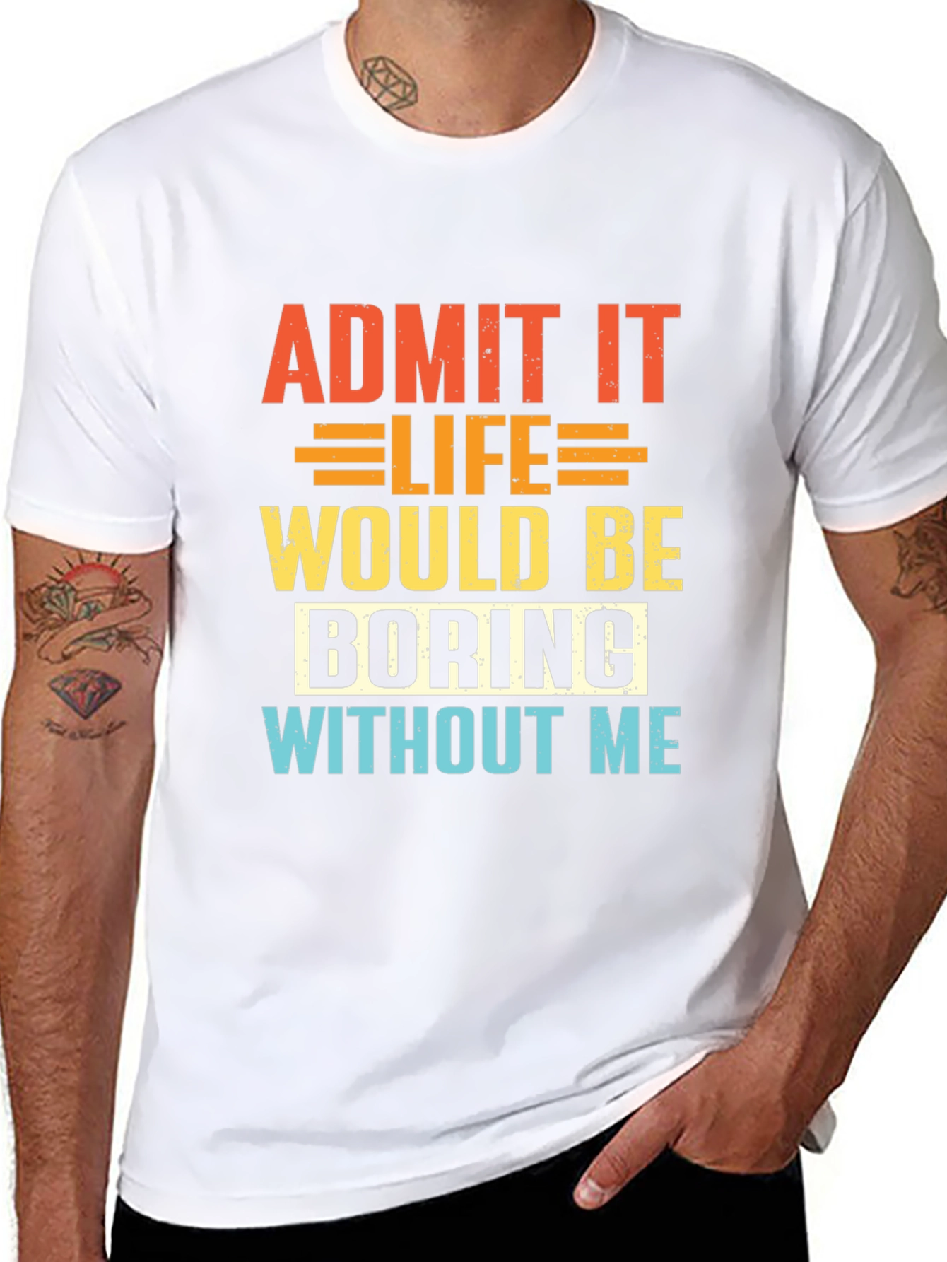 Black Funny Slogan T-Shirt - Admit It Life Would Be Boring view 8