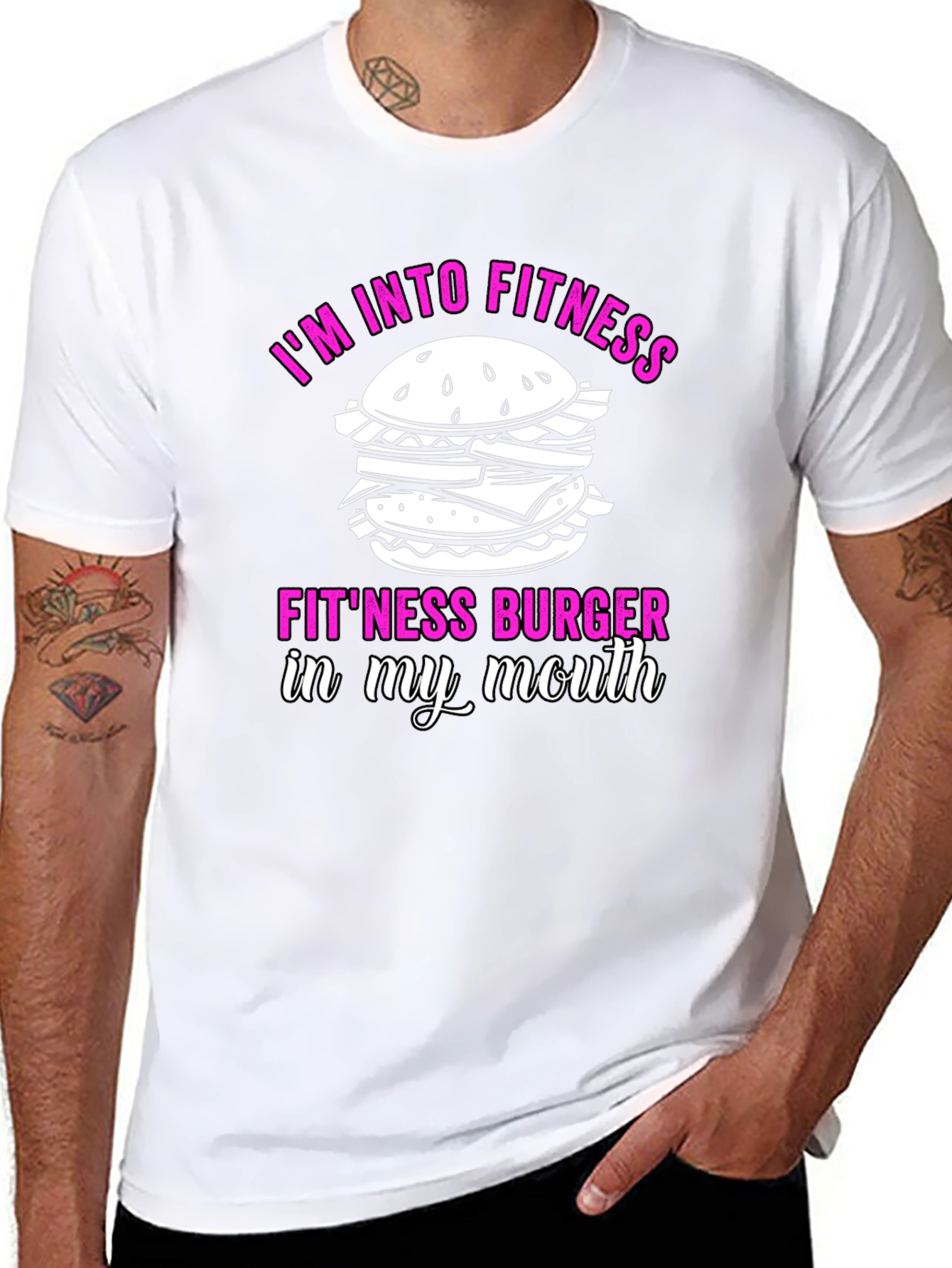 Black Fitness Burger Graphic T-Shirt - Funny Workout Tee view 8