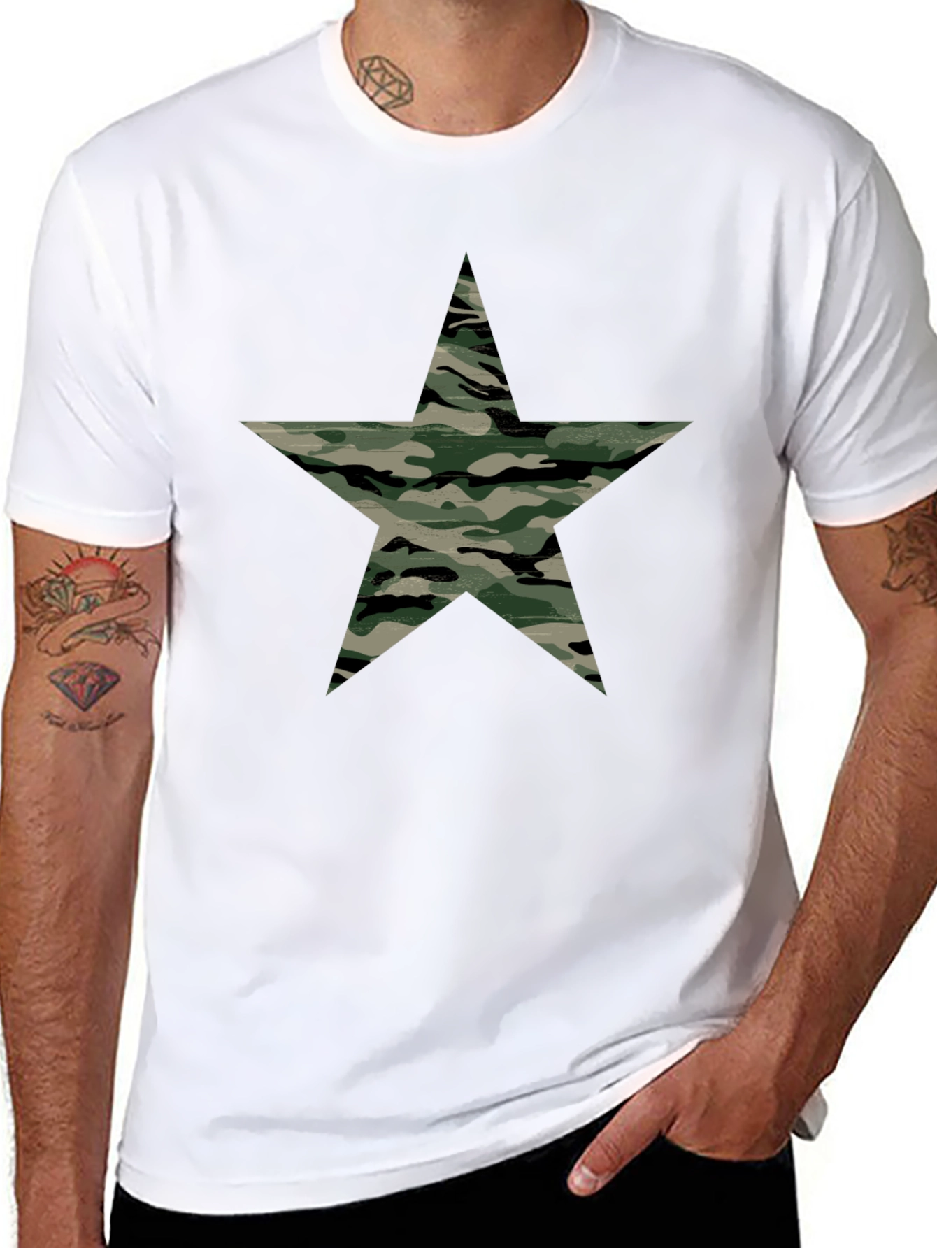 Black Camo Star Graphic Black T-Shirt view 8