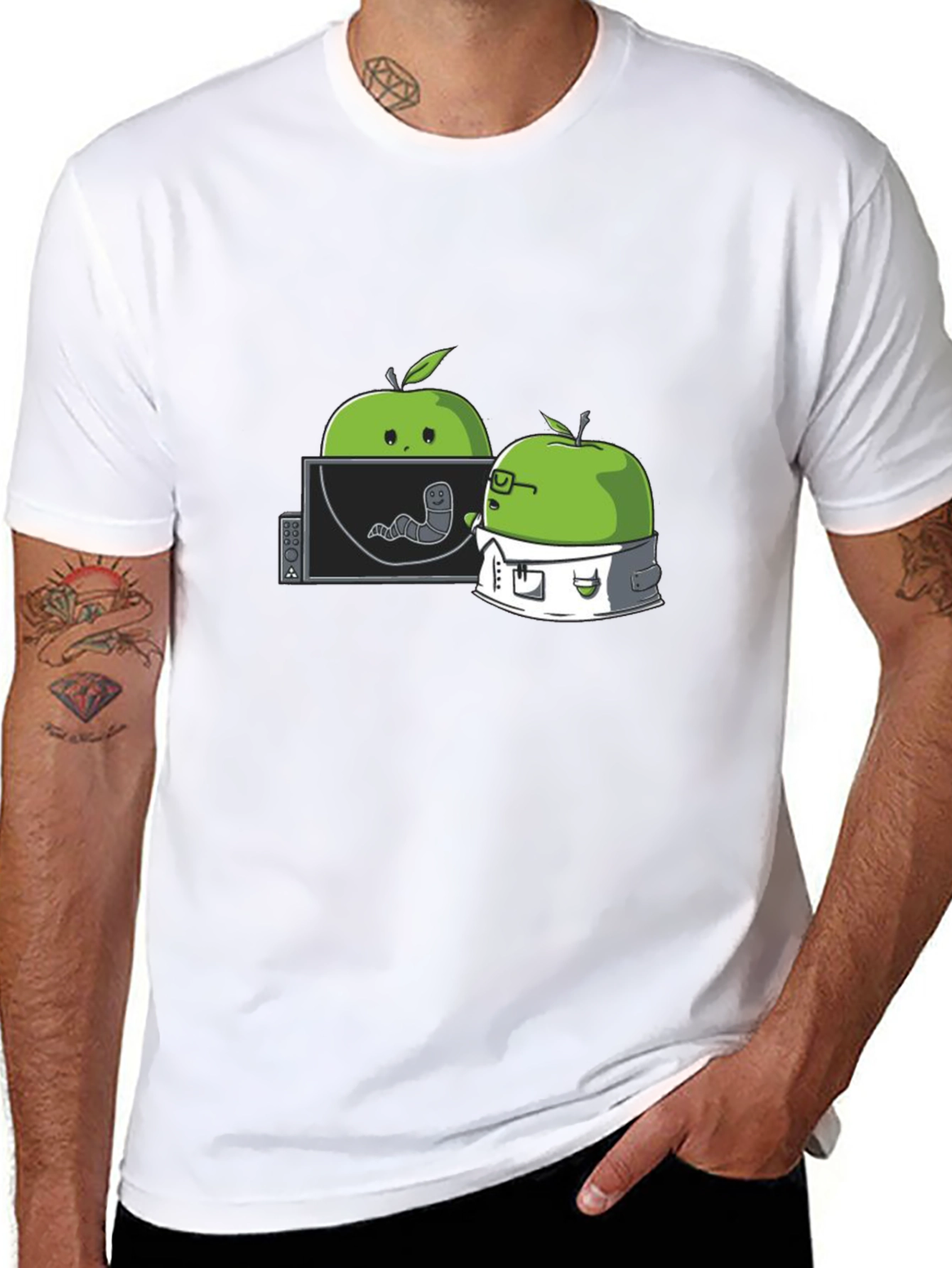 Black Apple Worm Lab T-Shirt - Funny Science Tee view 8