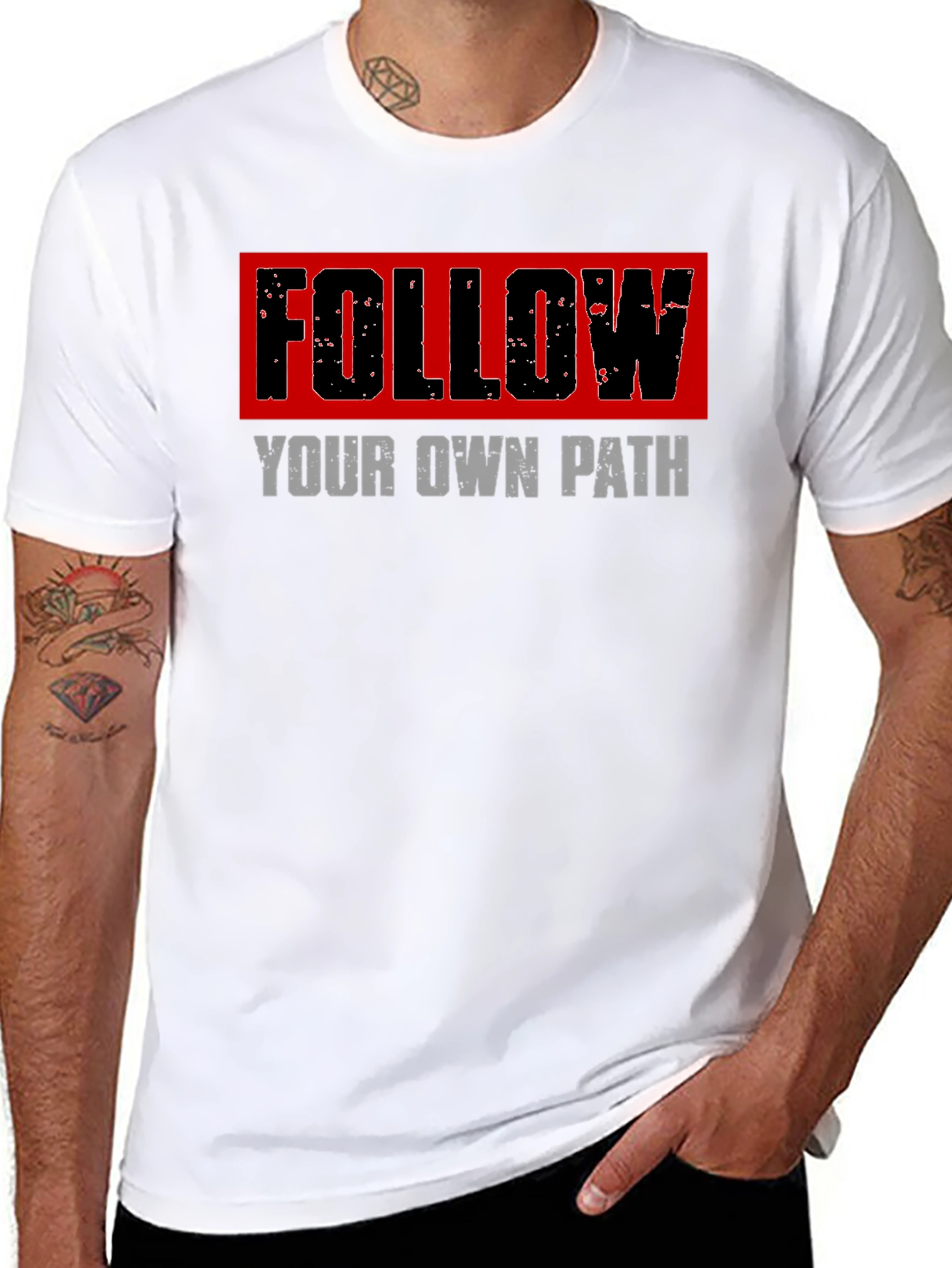 Black Follow Your Own Path Graphic Tee - Black view 8