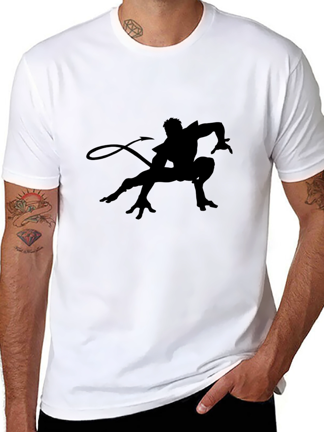 Black Black T-Shirt with Silhouette Graphic view 8