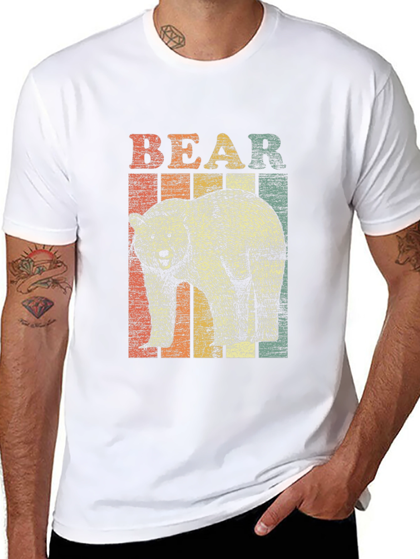 Black Retro Bear Graphic T-Shirt - Unisex Black Tee view 8