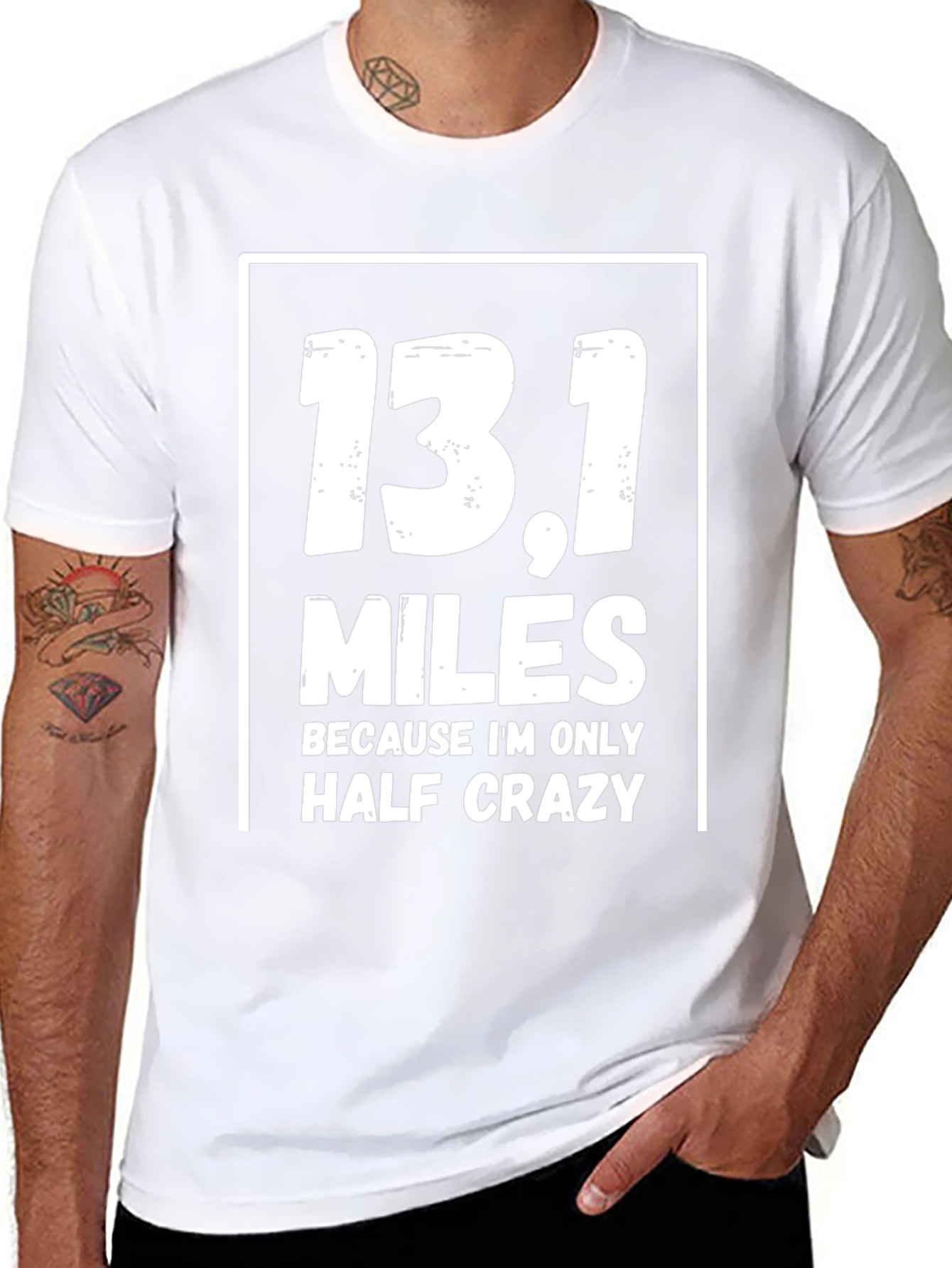 Black 13.1 Miles Half Crazy Black T-Shirt view 8