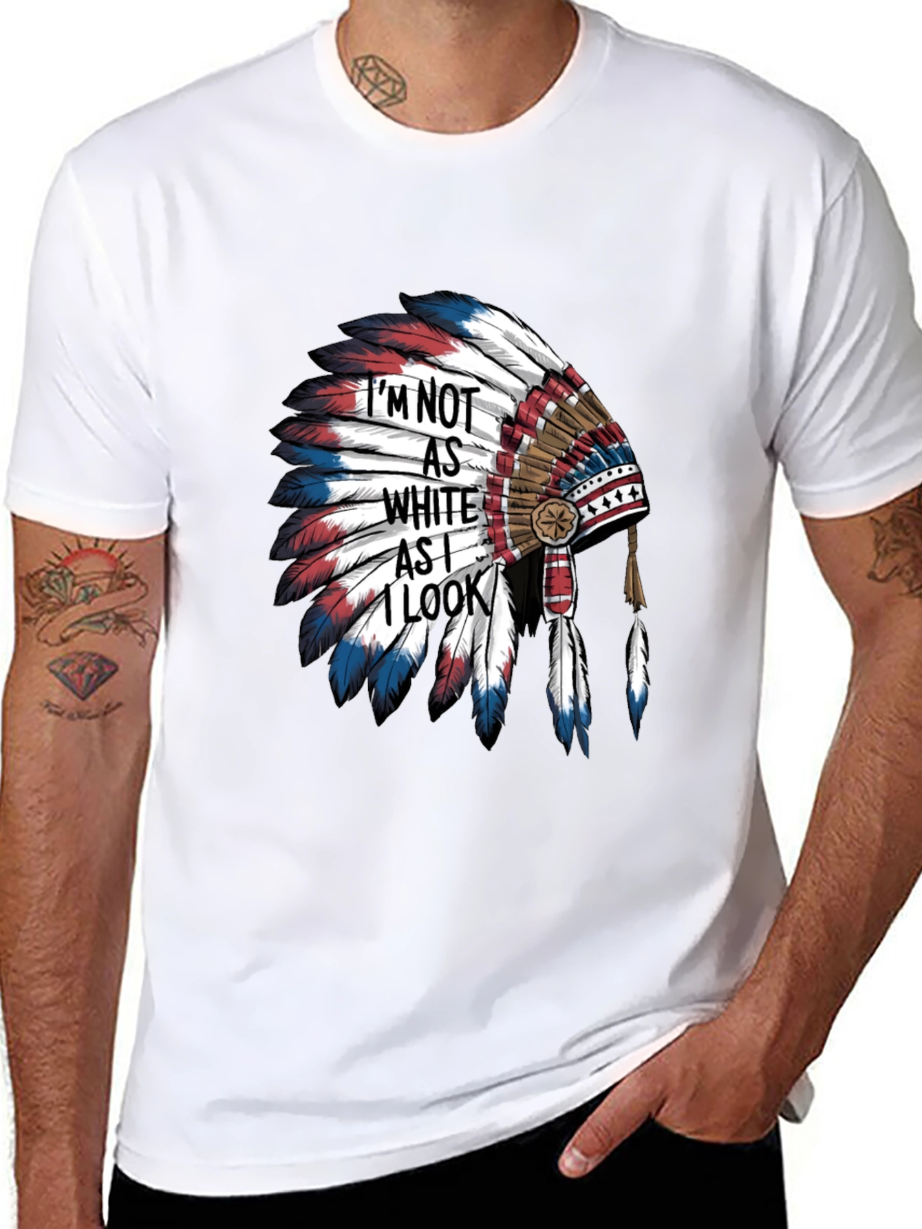 Black Native American Headdress Graphic Tee view 8