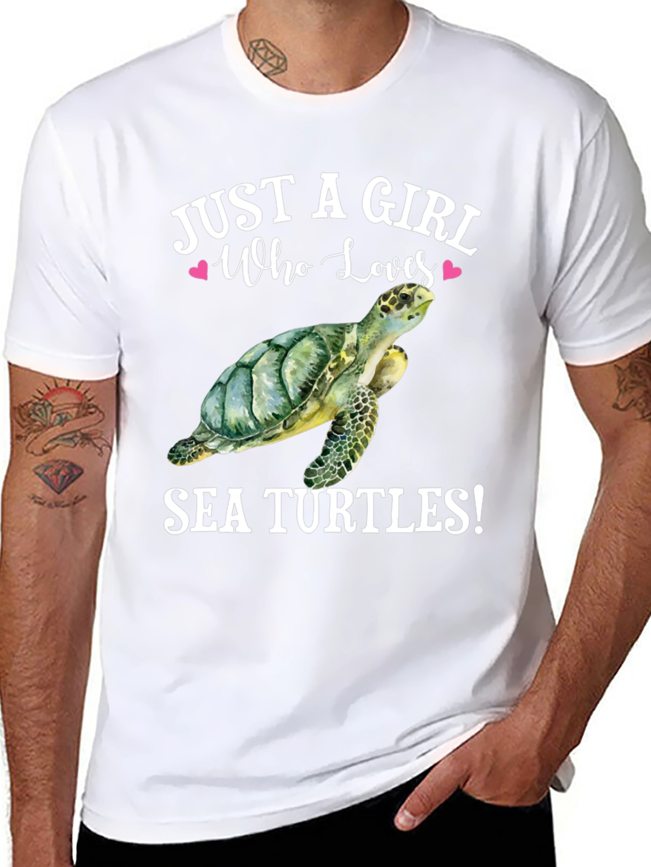 Black Just a Girl Who Loves Sea Turtles T-Shirt view 8