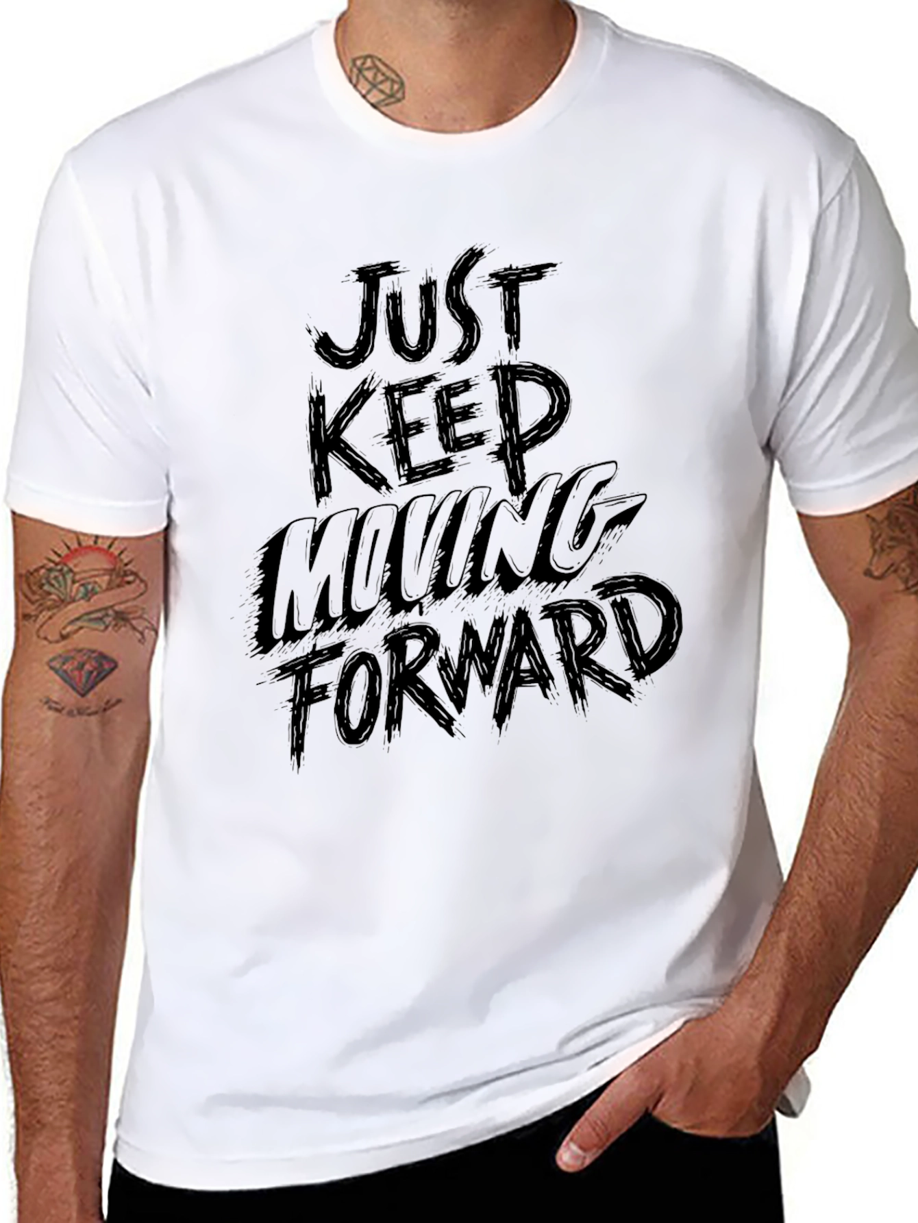 Black Just Keep Moving Forward Graphic Tee - Black view 8