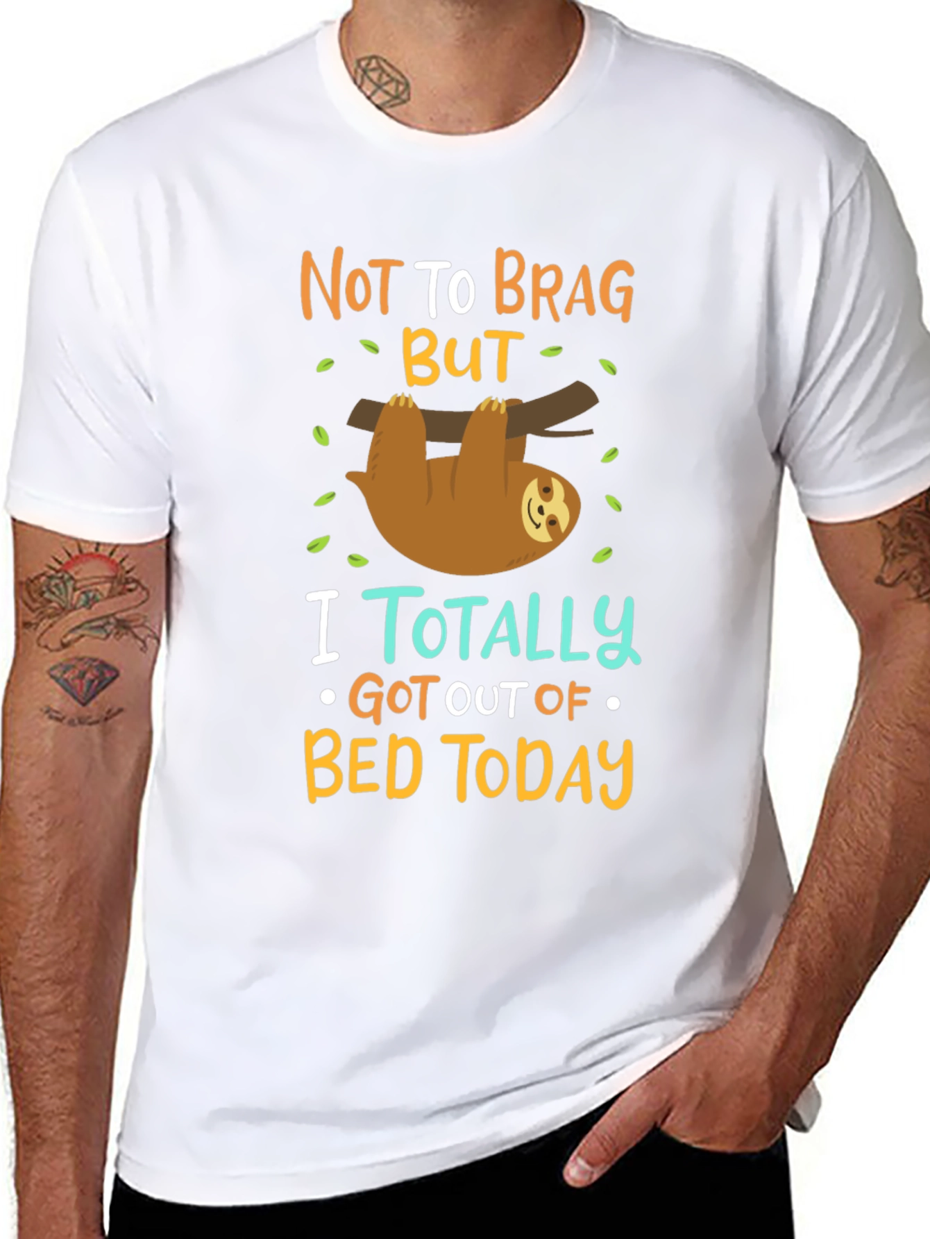 Black Funny Sloth T-Shirt: Not To Brag But... view 8