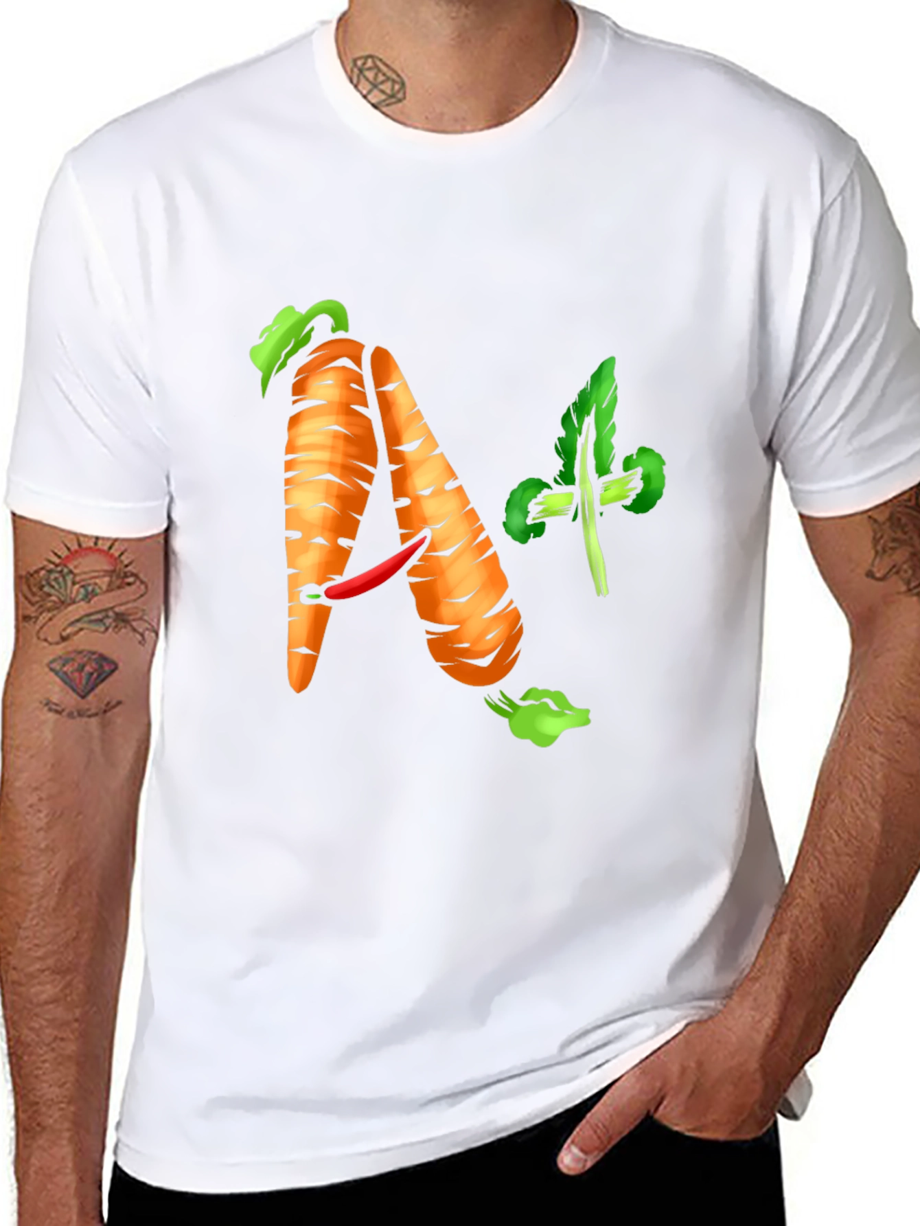 Black A+ Carrot Tee - Healthy & Funny Shirt view 8