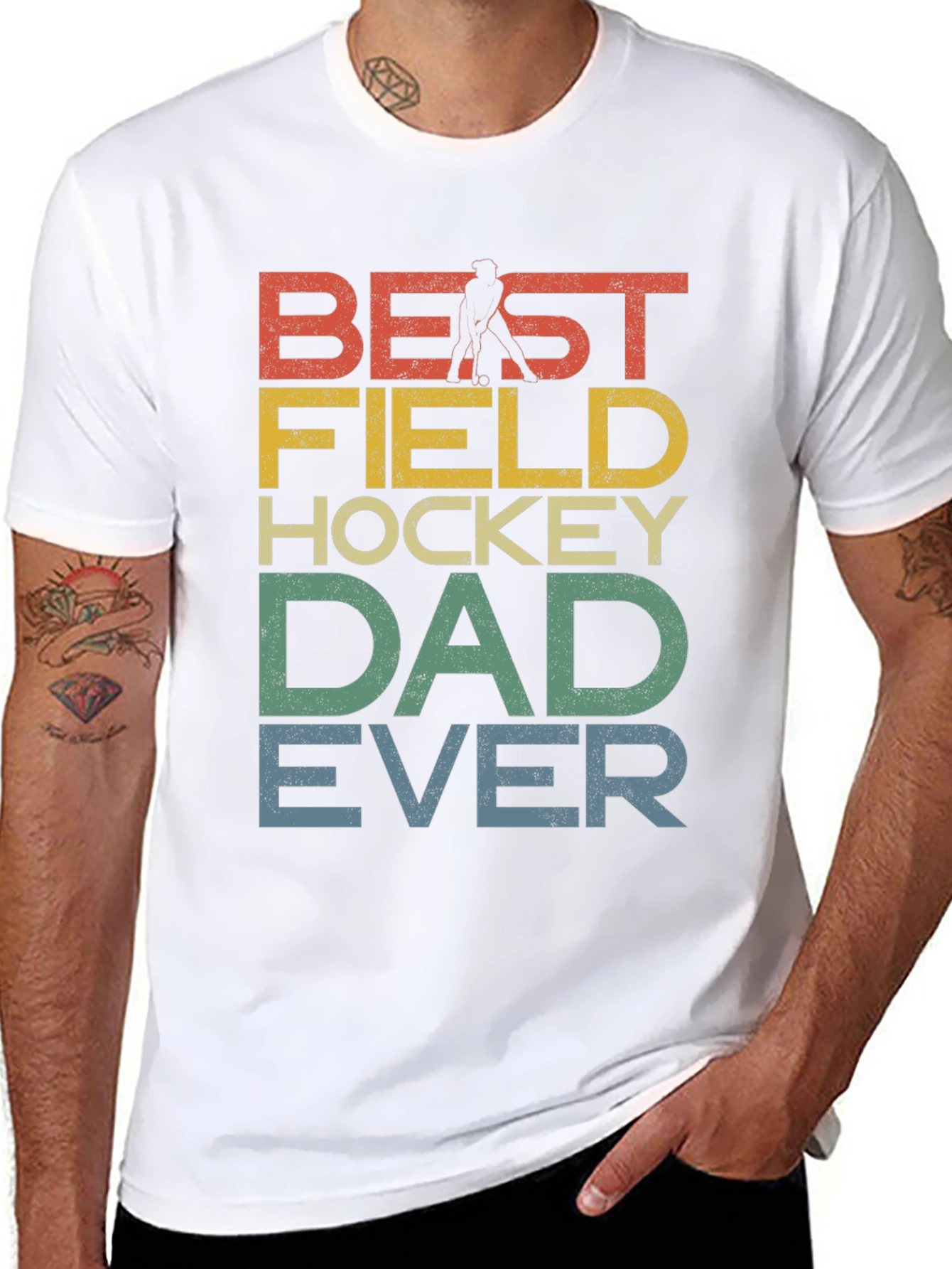 Black Best Field Hockey Dad Ever Graphic T-Shirt view 8