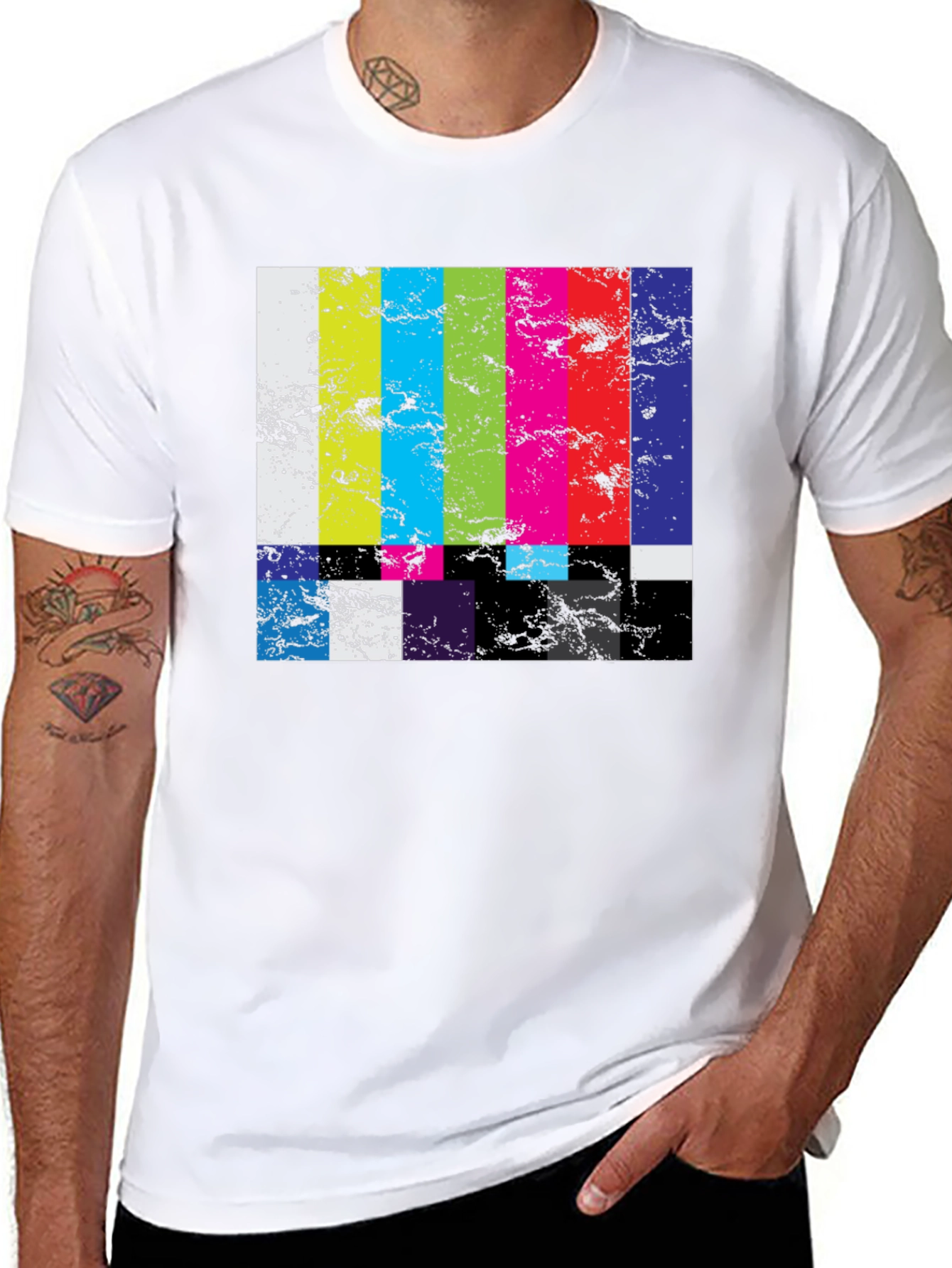 Black Retro TV Test Pattern Graphic Tee - Black view 8