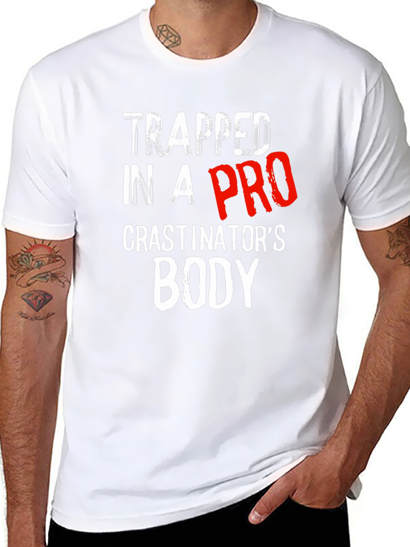 Black Trapped In A Procrastinator's Body T-Shirt Funny view 8