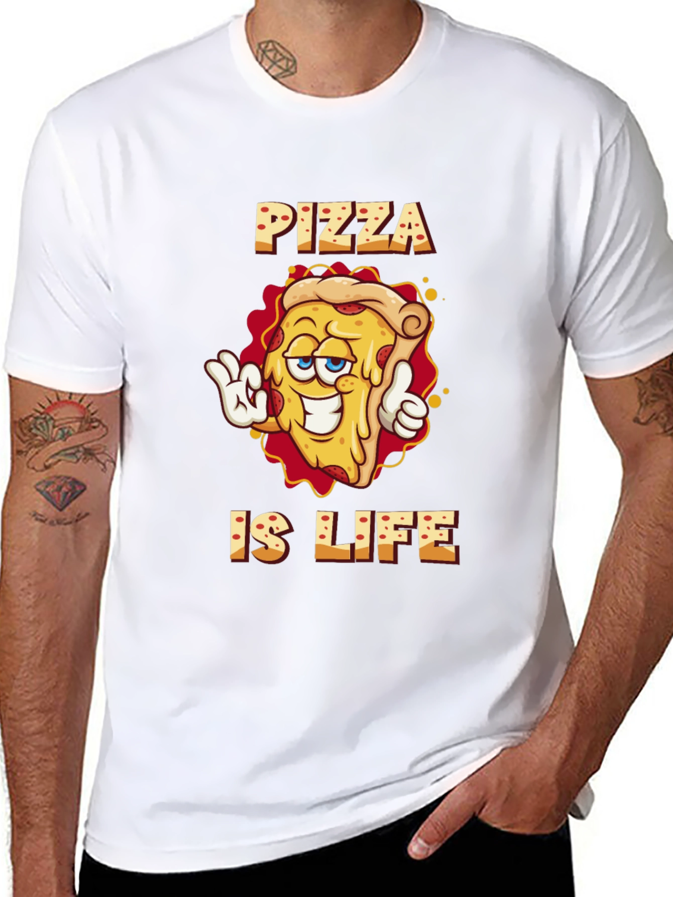 Black Pizza is Life Graphic Black T-Shirt view 8
