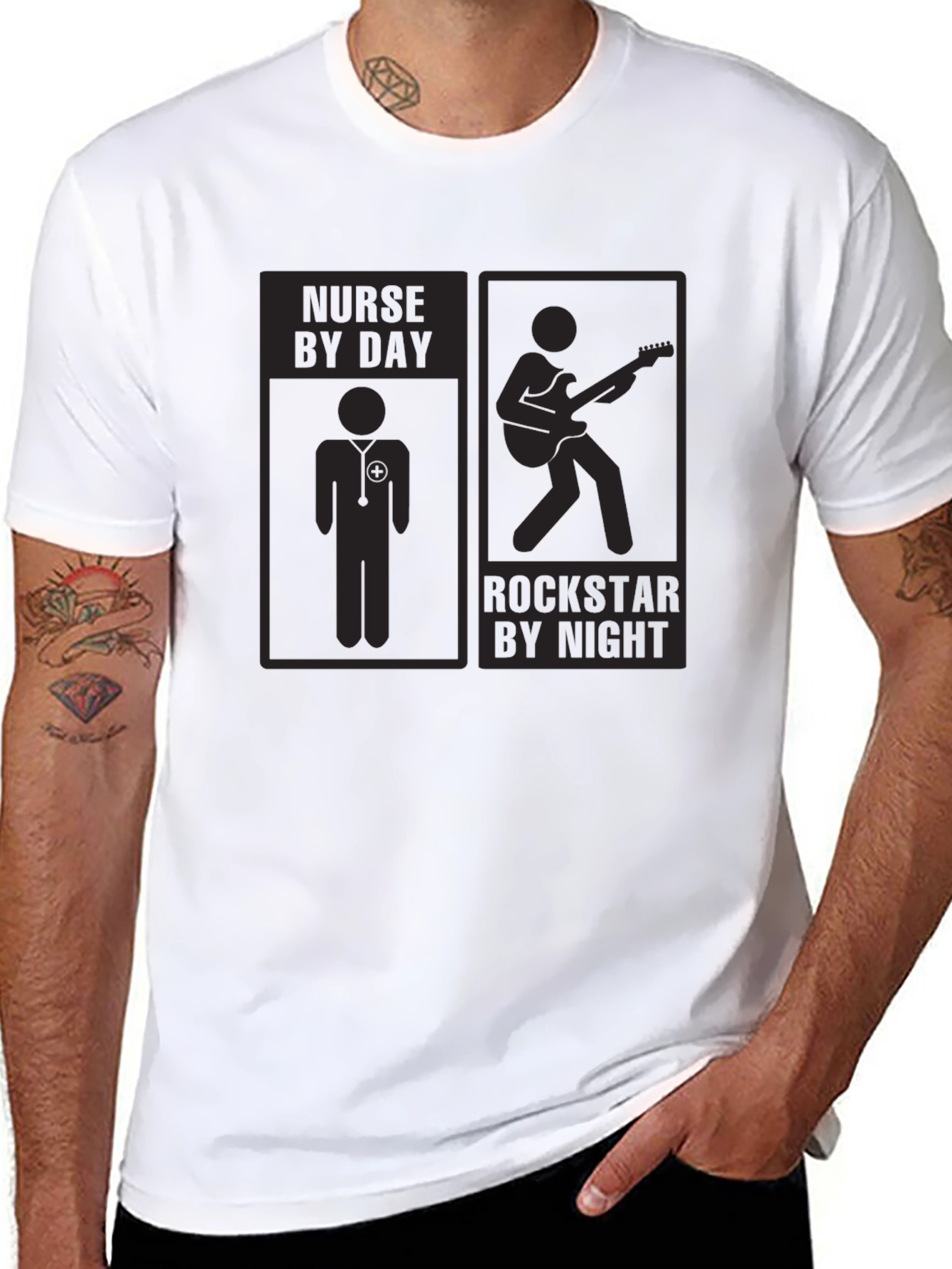 Black Nurse by Day Rockstar by Night T-Shirt view 8